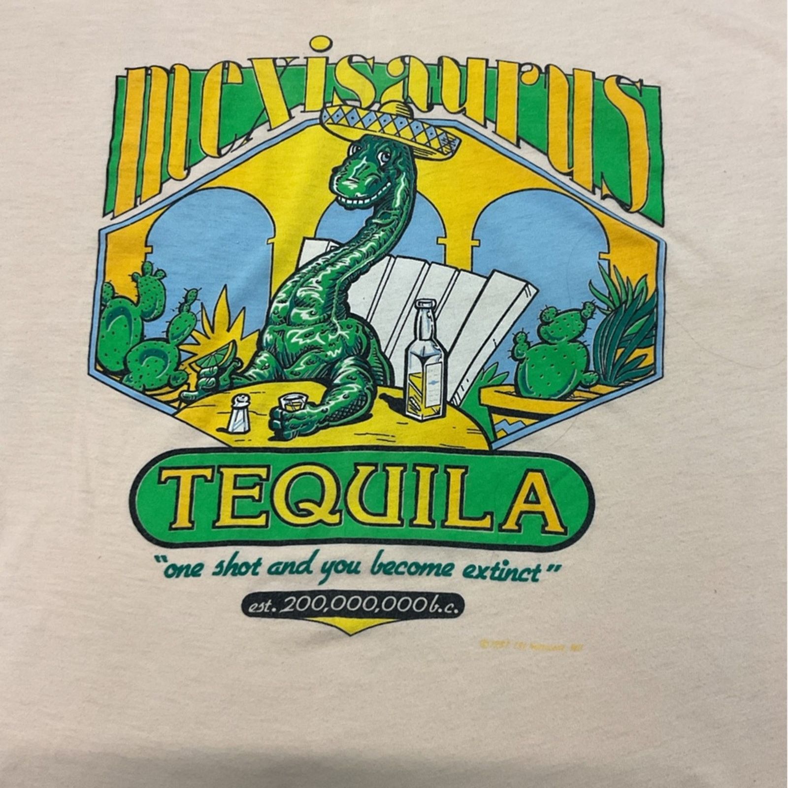 Vintage Vintage 80’s Mexisauras Tequila T-Shirt Size US L / EU 52-54 / 3 - 4 Thumbnail