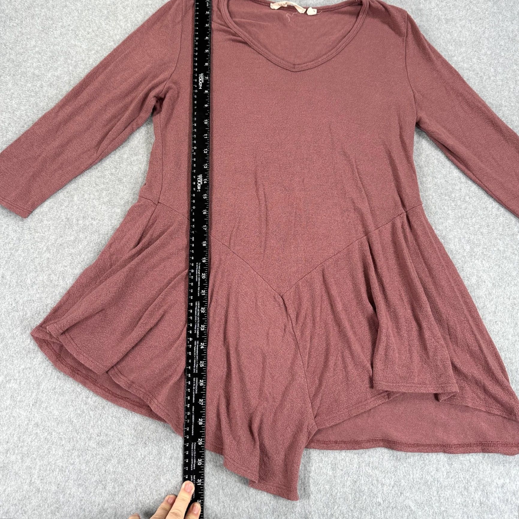 Soft Surroundings Soft Surroundings Tunic Top Blouse Womens Medium Pink 3/4 Sleeve Scoop Neck Relaxed Fit Asymmetrical Handkerchief Hem Dusty Rose Vintage No Size M / US 6-8 / IT 42-44 - 4 Thumbnail