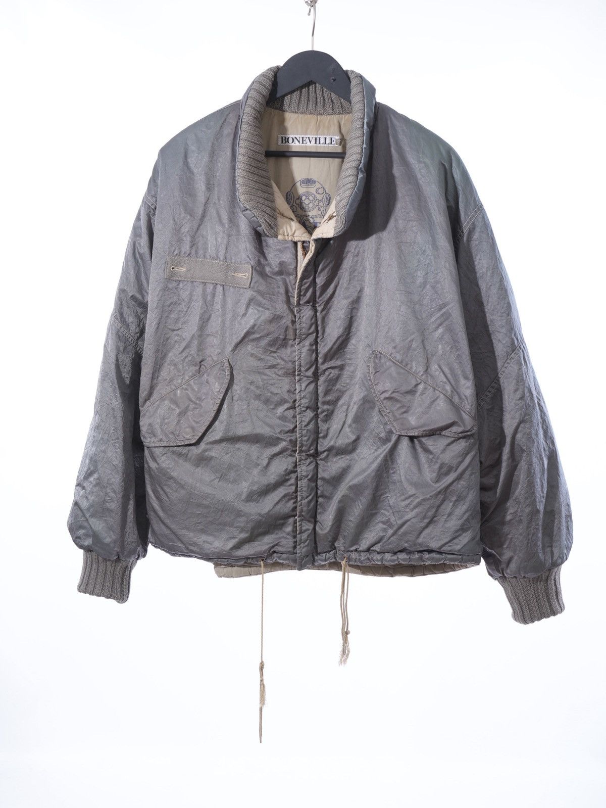 ジャケット・アウター Rare 80s BONEVILLE swing top jacket 80s BONEVILLE BY MASSIMO OSTI LEATHER BOMER WITH NYLON HOOD
