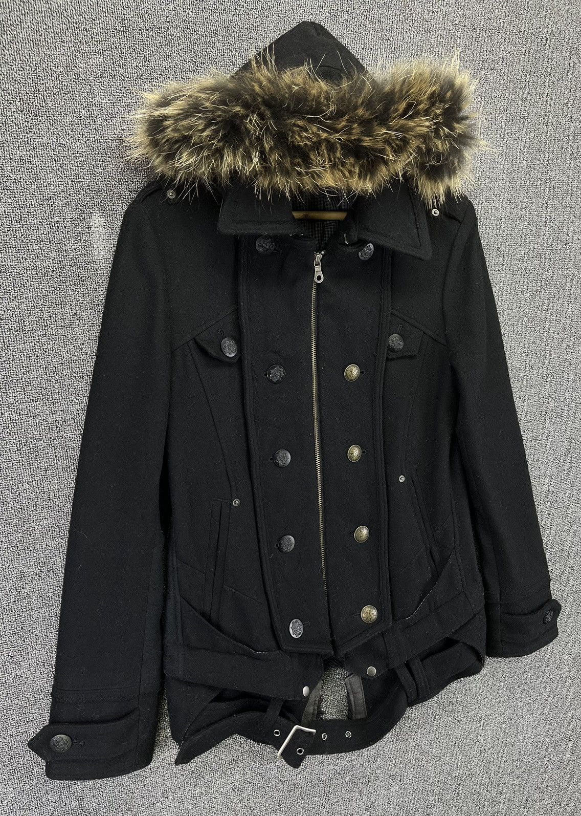 Vintage PPFM Fur Hoodie Punk Style Wool Jacket