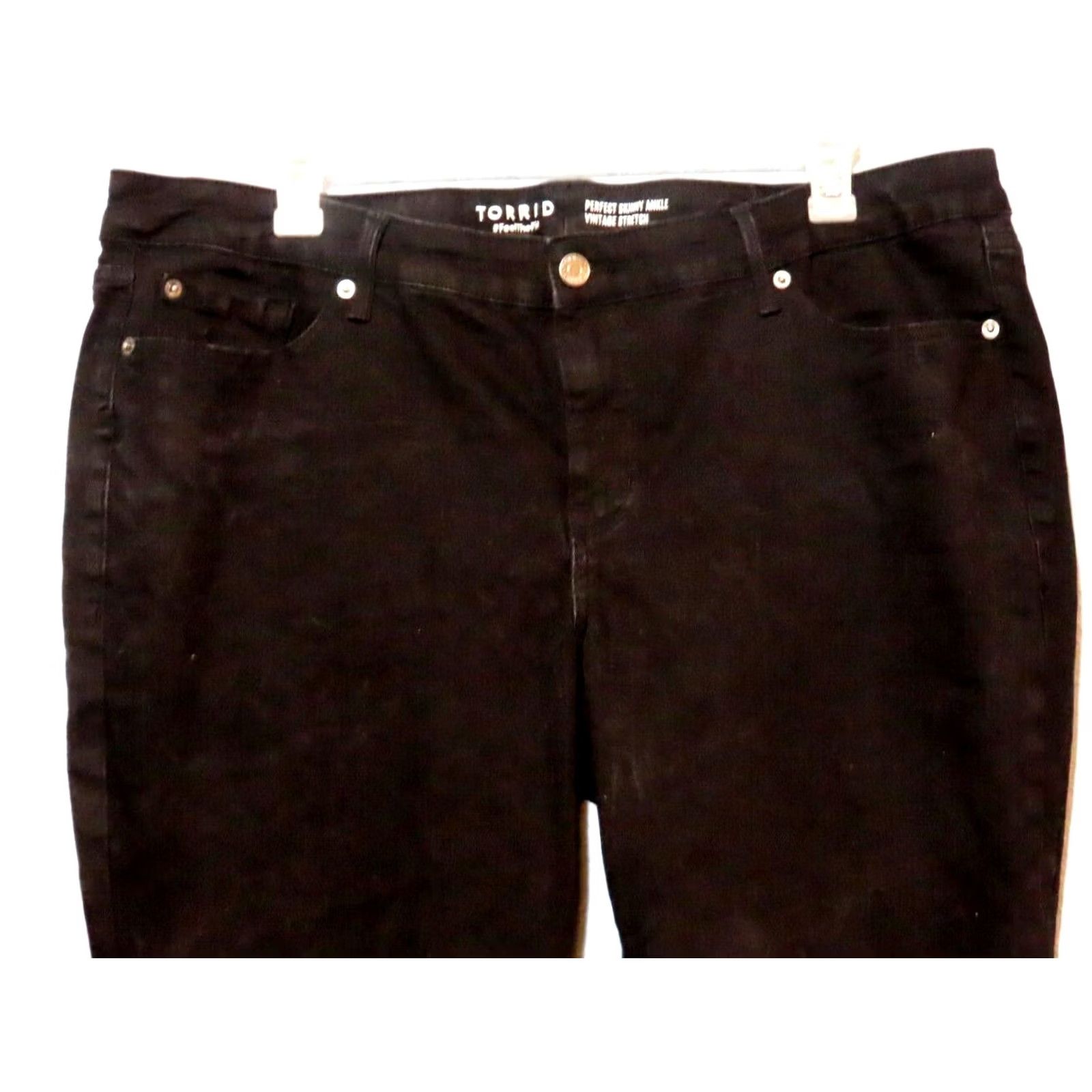 Torrid Torrid Black Denim Perfect Skinny Ankle Jeans Womens 22S Slim Fit Regular Inseam 22.5" 5-Pocket Stretch Vintage Style 90s Bohemian City Size 40" / US 18 - 3 Thumbnail