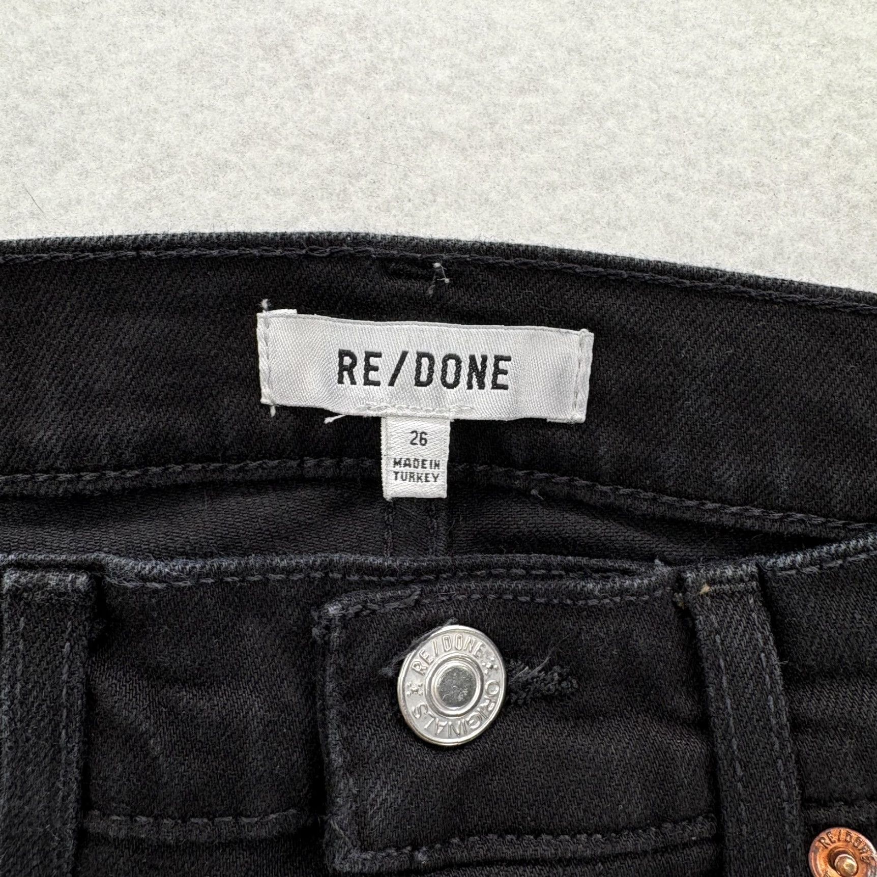 RE/DONE RE/DONE Jeans Womens 26 Black High Rise Button Fly Raw Hem Denim Straight Leg Size 26" / US 2 / IT 38 - 5 Thumbnail