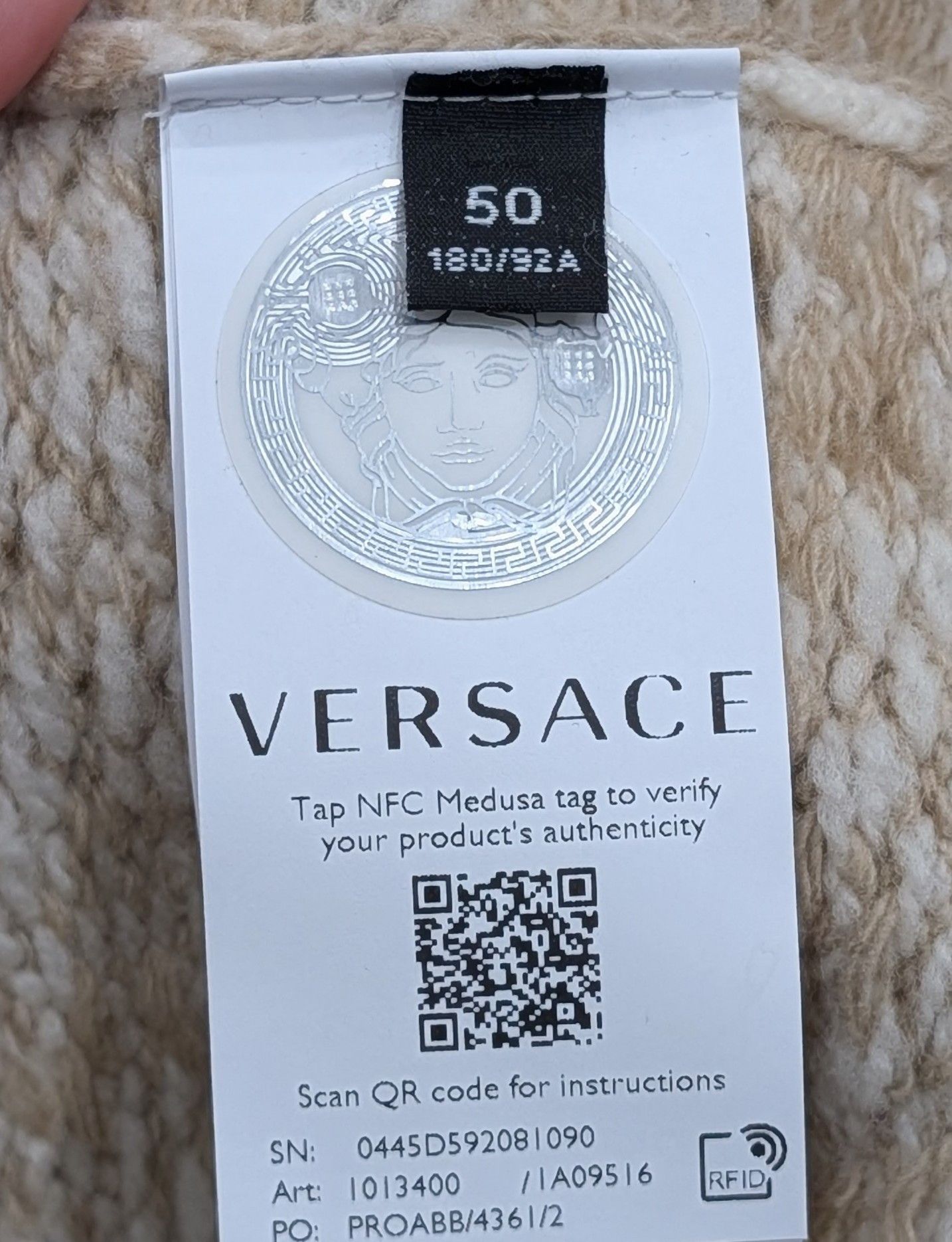 Versace VERSACE Barocco Wool Crewneck Sweater Sand 50 US Large Size US L / EU 52-54 / 3 - 6 Thumbnail