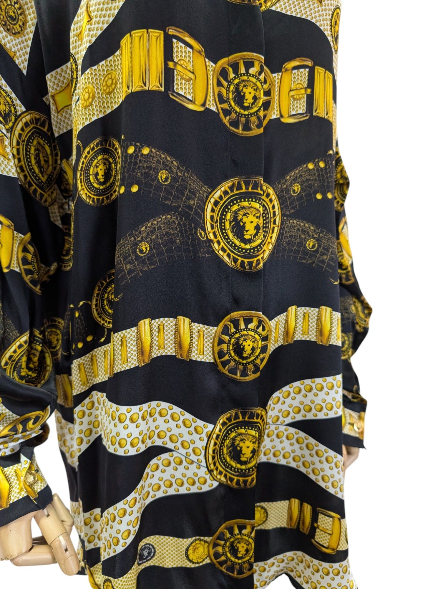 Versus Versace Black Signature Overall Print Silk Shirt Size S / US 4 / IT 40 - 6 Thumbnail