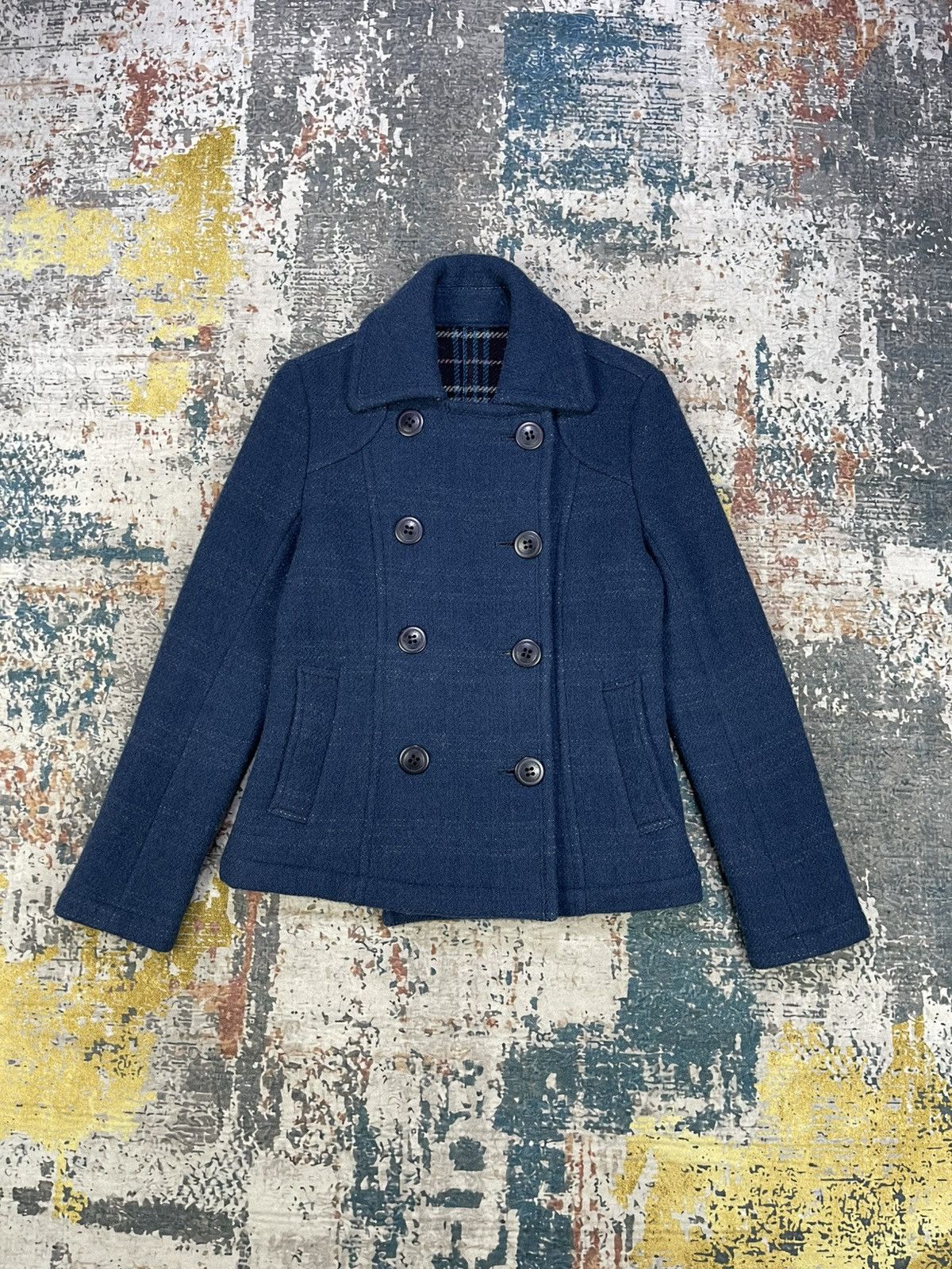 Burberry Burberry Blue Label Checked Double Breasted Peacoat Size XS / US 0-2 / IT 36-38 - 1 Thumbnail