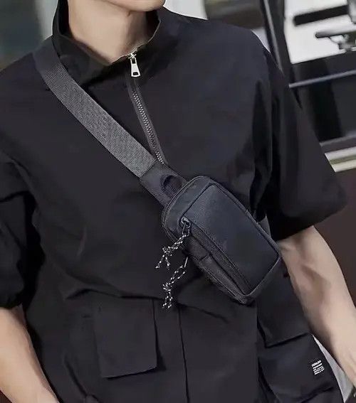 Fashion Y2K Mini Belt Bag Sling Bag Side Bag in Black, Men's