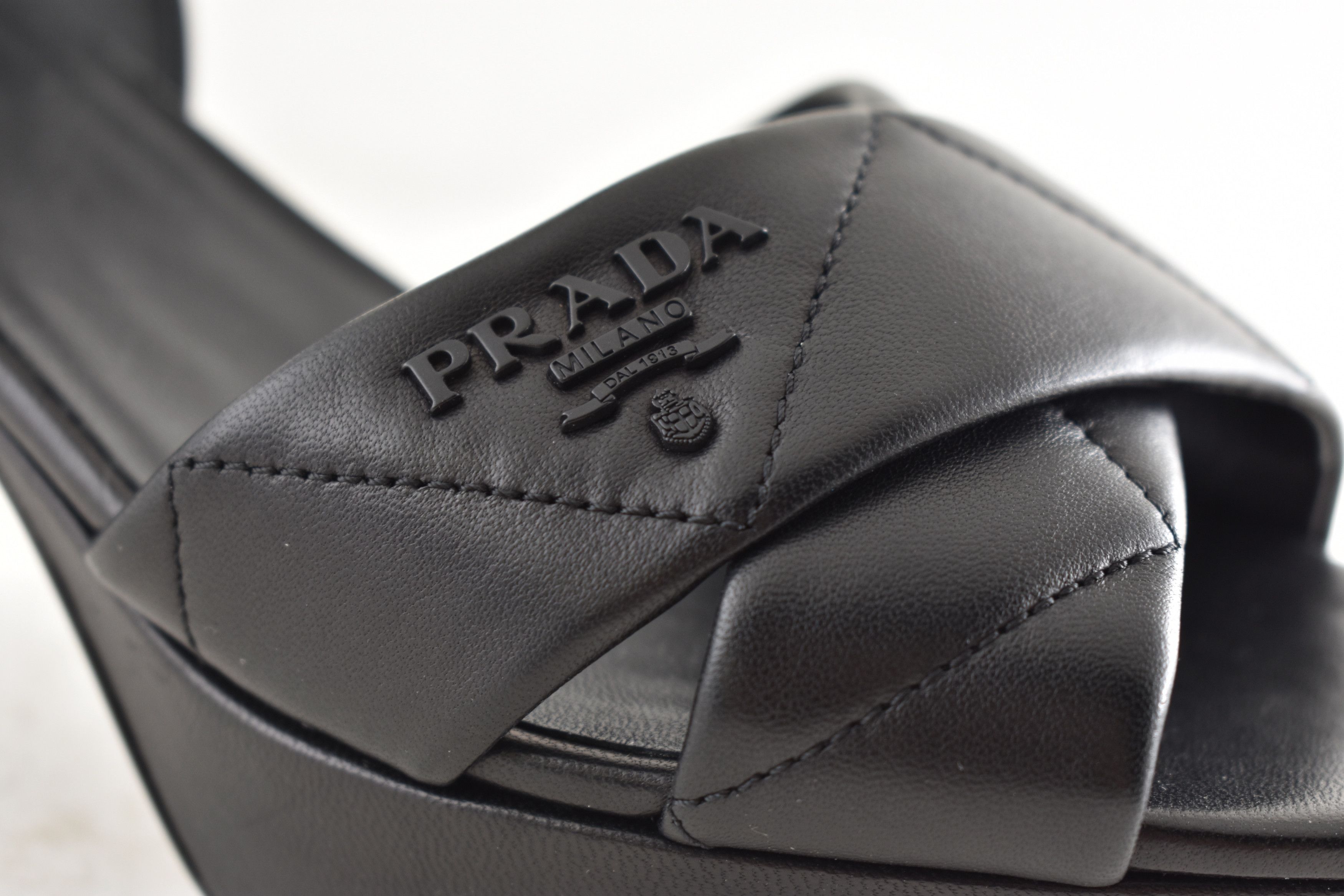 Prada Prada 65mm Quilted Platform Sandal Ankle Strap Block Heel 38 Size US 8 / IT 38 - 8 Thumbnail