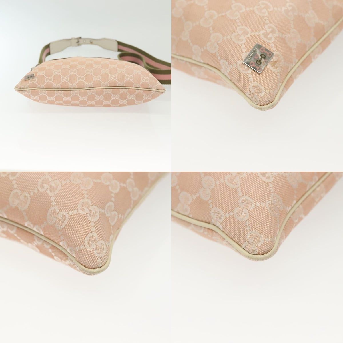 Gucci GUCCI GG Canvas Sherry Line Shoulder Bag Pink Silver Khaki Size ONE SIZE - 10 Thumbnail