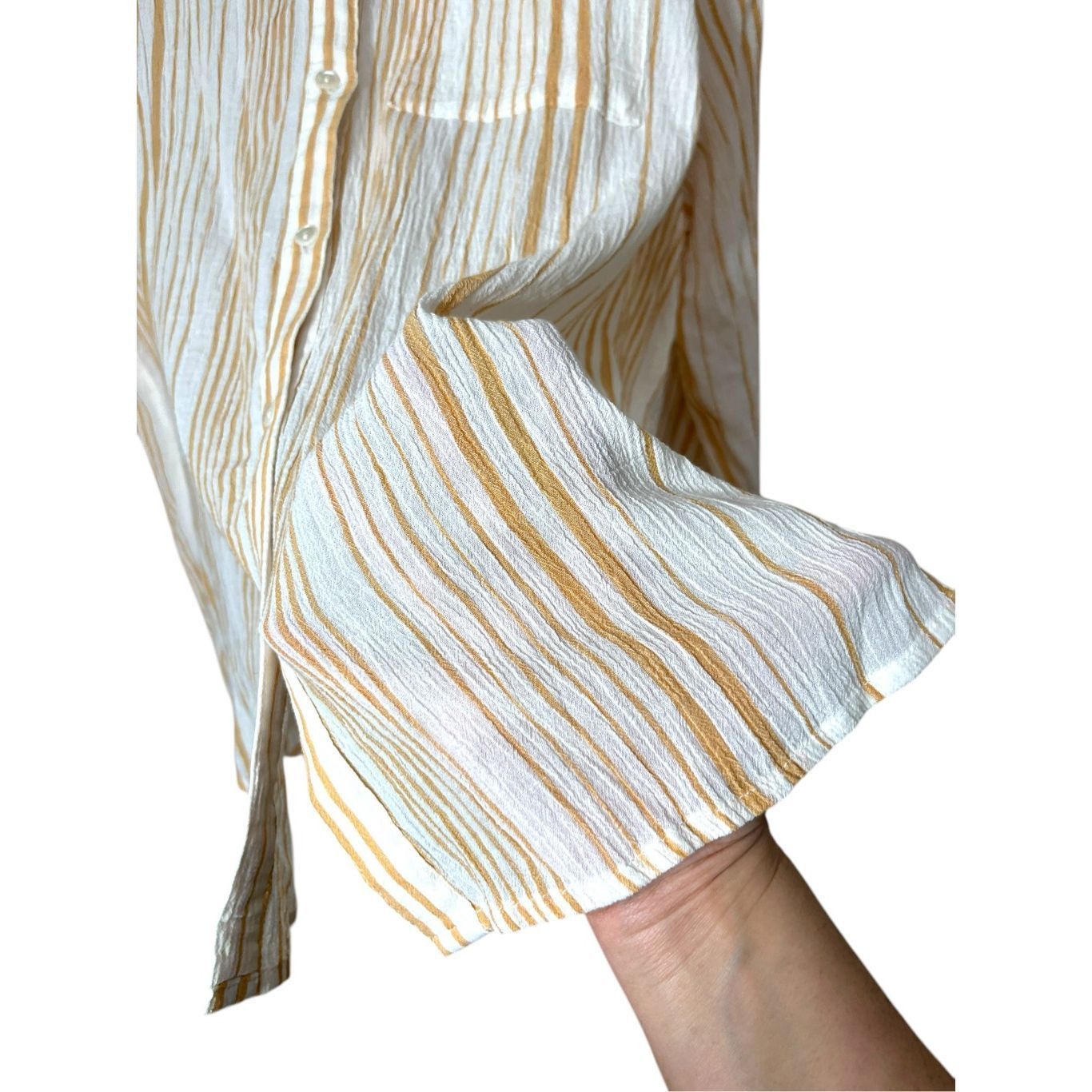Other Sundance White Orange Striped Button Down Lightweight Gauzy Size XL / US 12-14 / IT 48-50 - 6 Thumbnail