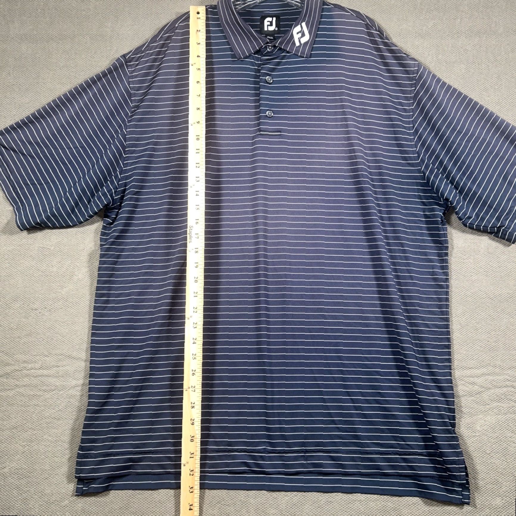 Footjoy FootJoy Polo Shirt Mens XL Striped Golf Performance Tour Collar Logo Navy Blue Size US XL / EU 56 / 4 - 3 Thumbnail