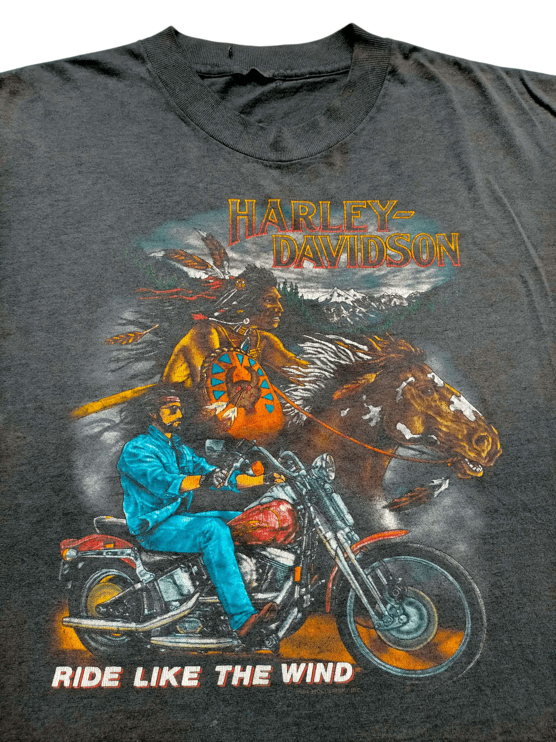 Harley Davidson Vintage Harley Davidson Ride the wind single stich tee Size US XXL / EU 58 / 5 - 2 Thumbnail