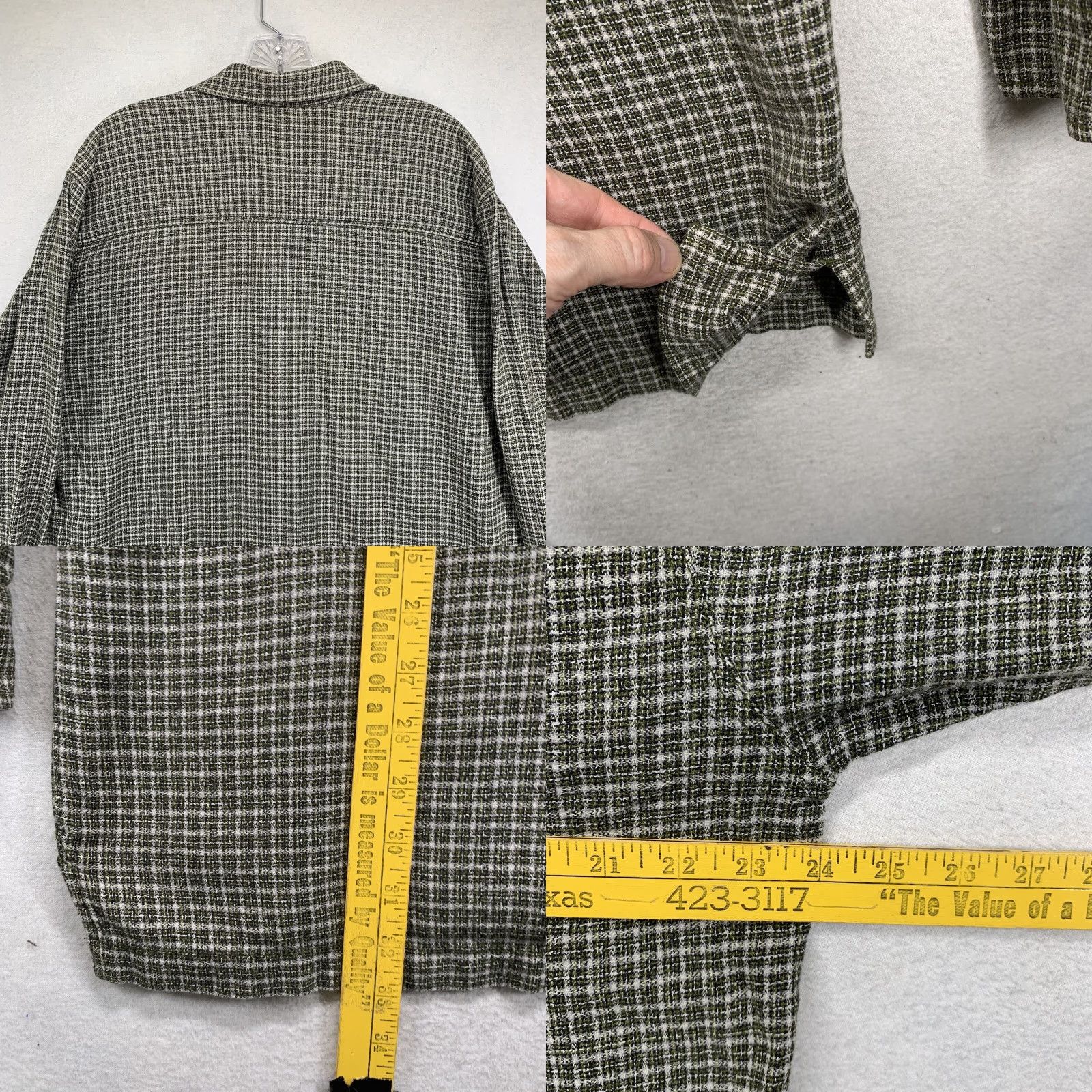Levi's VINTAGE Levi's Button-Up Green Plaid Flannel Medium 100% Cotton Blue Tab Shirt Mens Regular Long Sleeve Pockets Western 90s Size US 31 - 10 Thumbnail