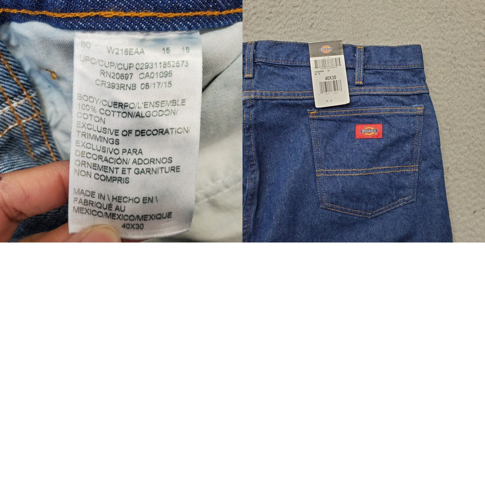 Dickies Dickies Jeans Men 40x30 Blue Denim Boho Straight Leg Relaxed CR393RNB Jeans Size 40 Men Blue Size US 40 / EU 56 - 8 Thumbnail