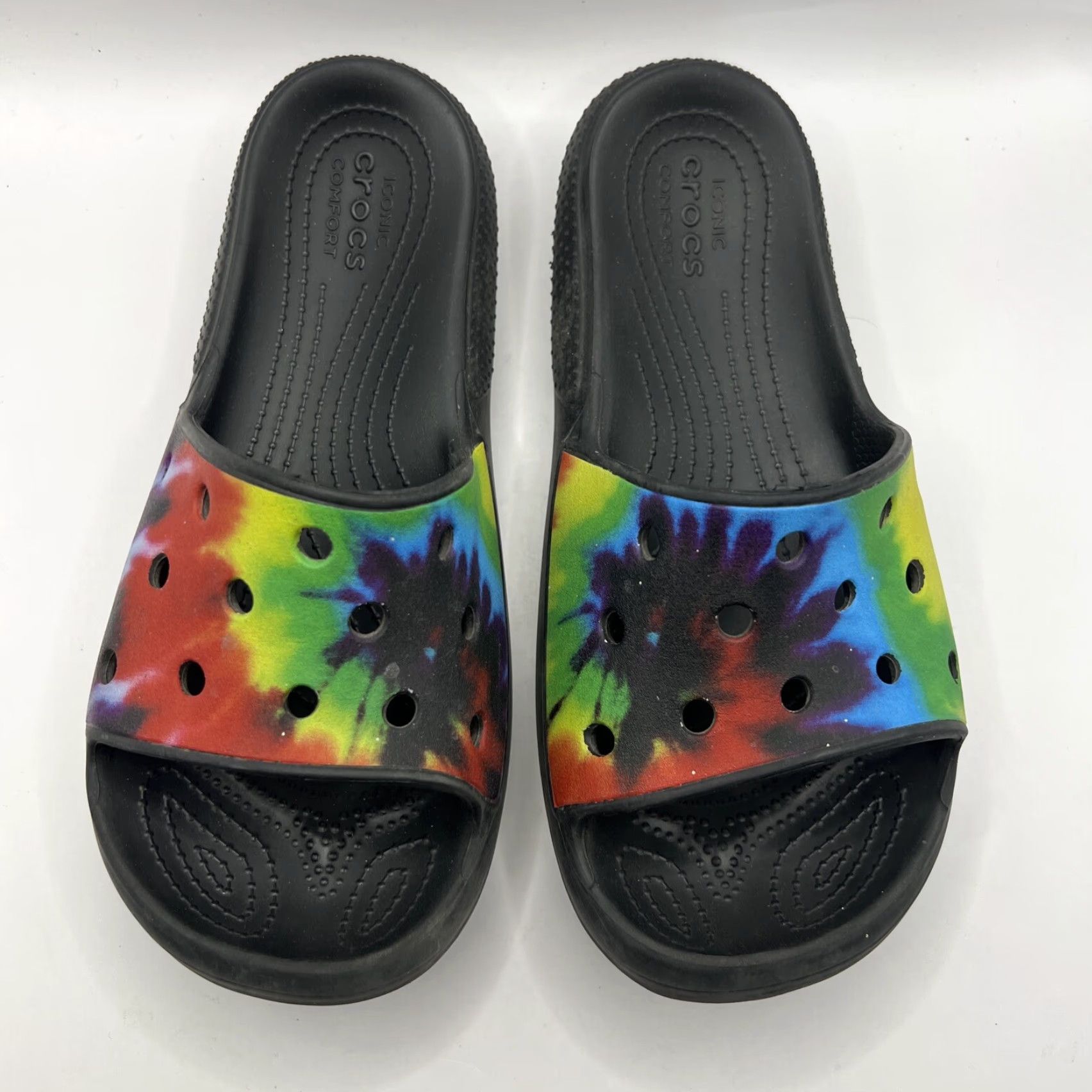Crocs Crocs Classic Slide Mens Womens 7 9 Tie Dye Multicolor Comfort Slip Ons Casual Sandal Open Toe Rubber Slip On Tie Dye Multicolor Crocs Classic Slide Size US 7 / IT 37 - 3 Thumbnail