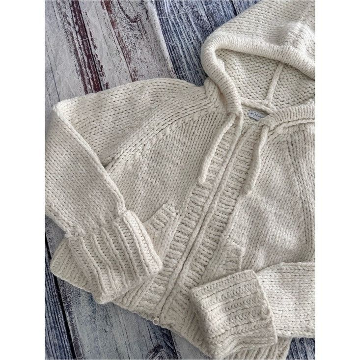 Other Vintage Y2K Chunky Hooded Zip Cardigan in Cream Size M / US 6-8 / IT 42-44 - 3 Thumbnail