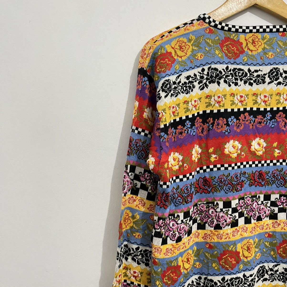 Kenzo Kenzo Vintage Floral Stripe Knit Sweater Size L / US 10 / IT 46 - 12 Thumbnail