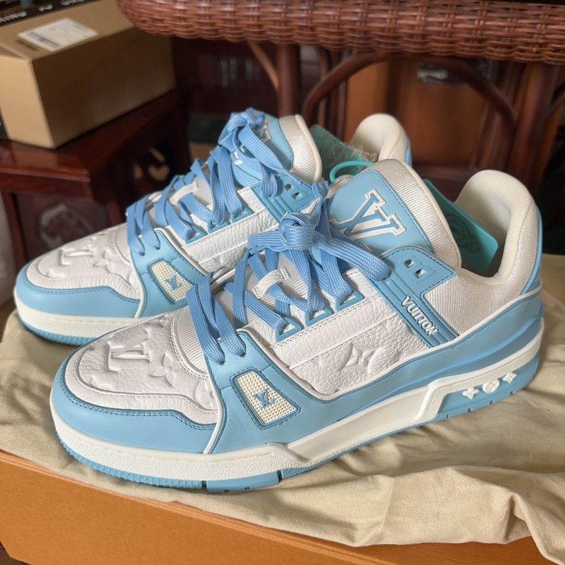 Louis Vuitton Louis Vuitton Trainer Low Top Sneakers in Sky Blue 0079 Size US 9.5 / EU 42-43 - 1 Thumbnail