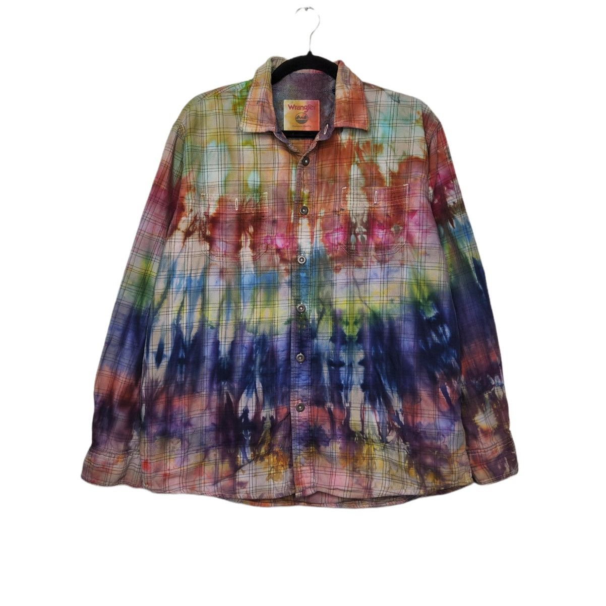Wrangler Wrangler Button Flannel Plaid Custom Ice Tie Dye Shirt Size US L / EU 52-54 / 3 - 1 Thumbnail