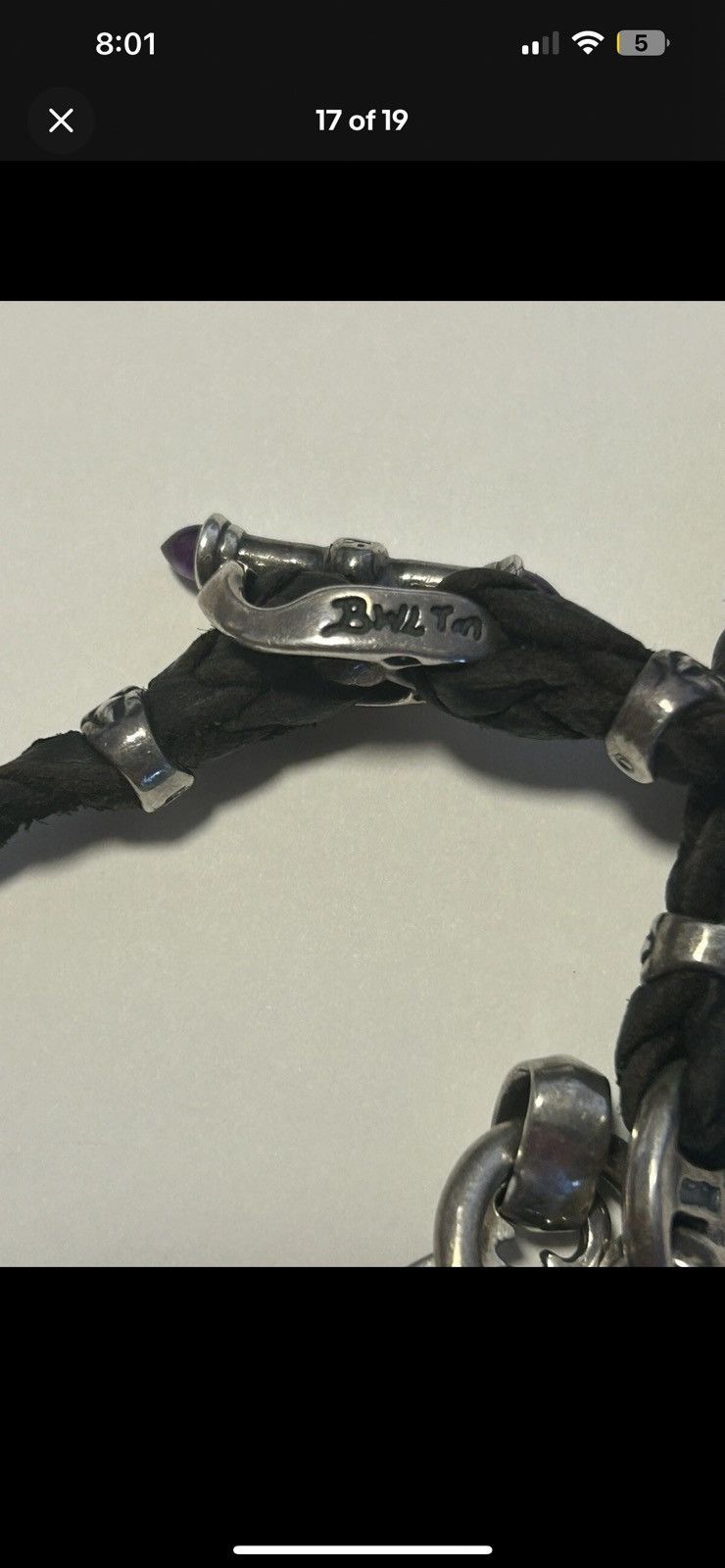 Bill Wall Leather Bill Wall Leather Toggle Clasp Amethyst Cross Pendant RARE Size ONE SIZE - 9 Thumbnail