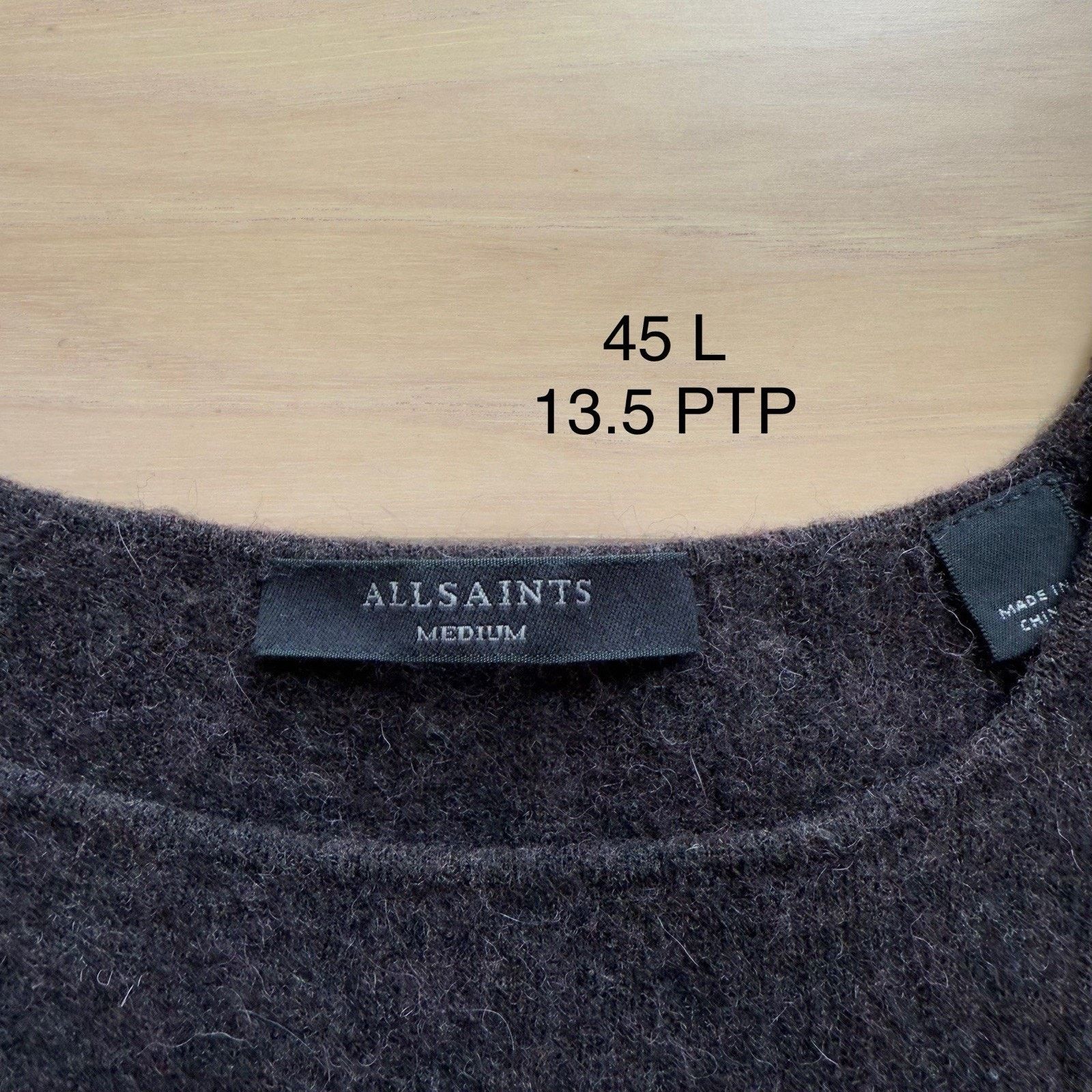 Allsaints × Designer All Saints Midi Wool Dress Women's Medium Brown Casual Glam Size M / US 6-8 / IT 42-44 - 6 Thumbnail