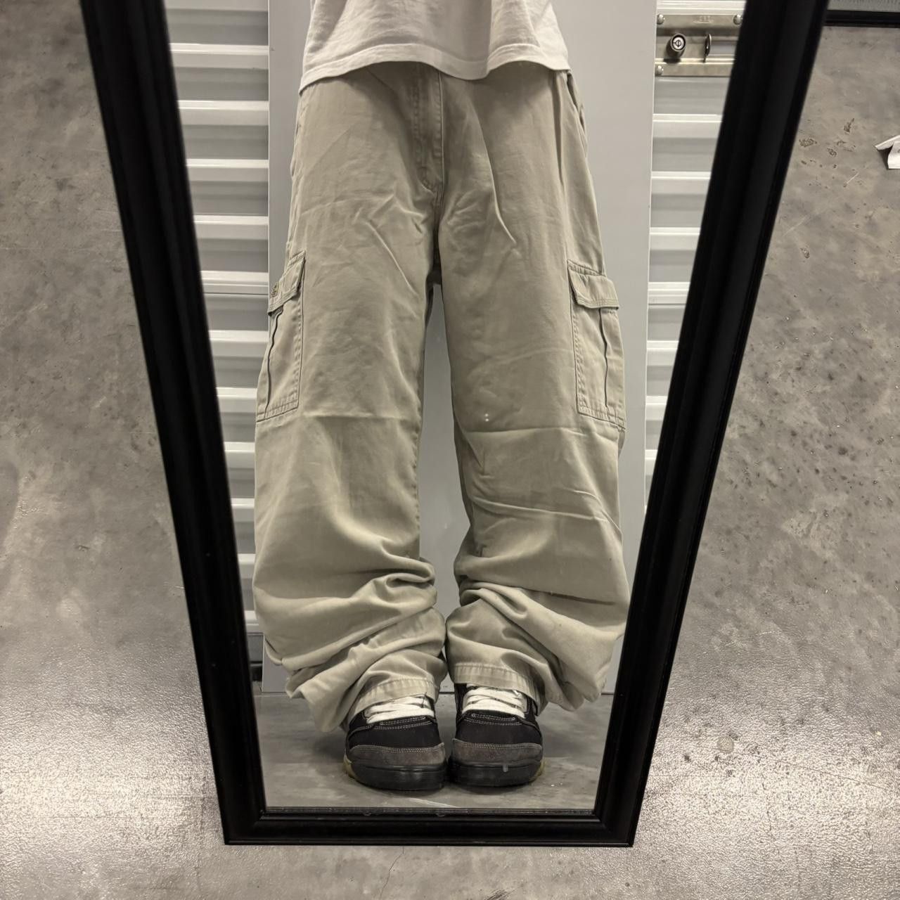 Japanese Brand × Vintage Crazy Vintage Y2K/2000s Baggy Khaki Cream Streetwear Skater Style Cargo Pants! Size US 36 / EU 52 - 1 Thumbnail