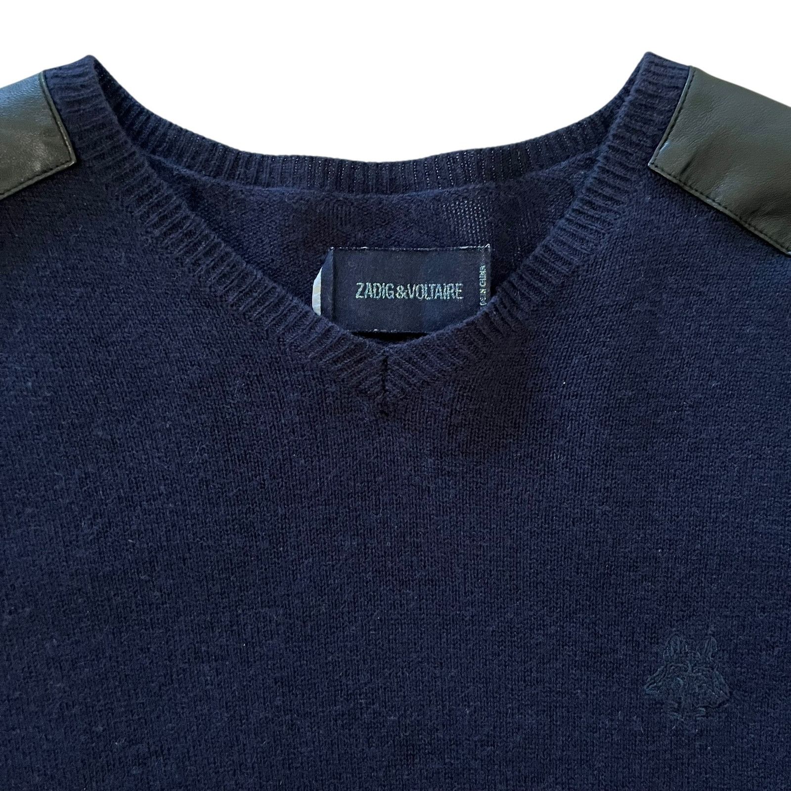 Zadig & Voltaire Zadig & Voltaire Navy Wool Cashmere Leather Wolf Sweater Size US S / EU 44-46 / 1 - 3 Thumbnail