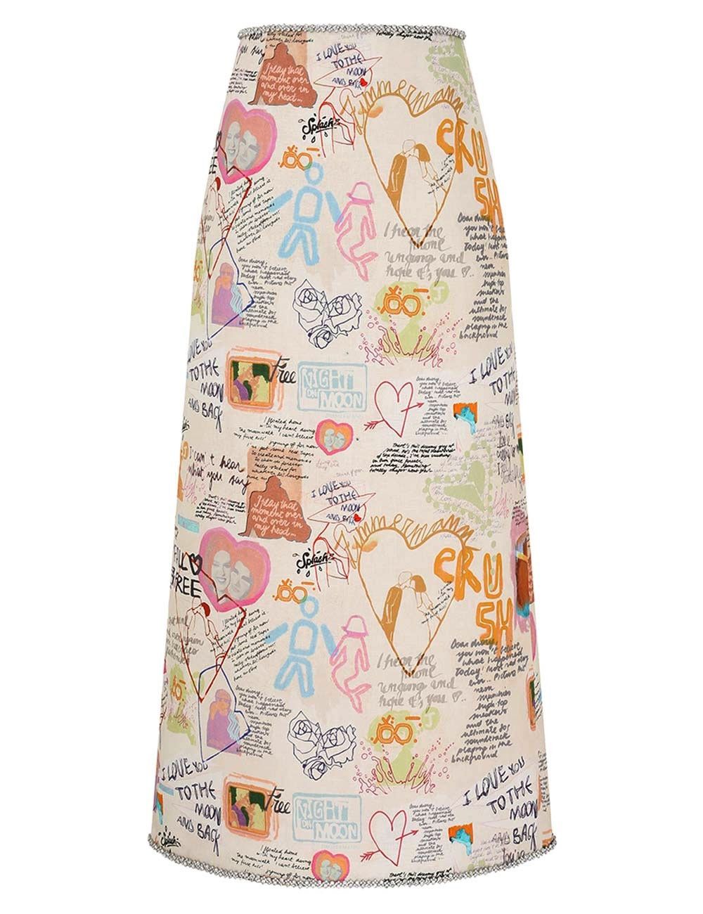 oc11z0925 Crush Embellished Midi Skirt in Multicolor
