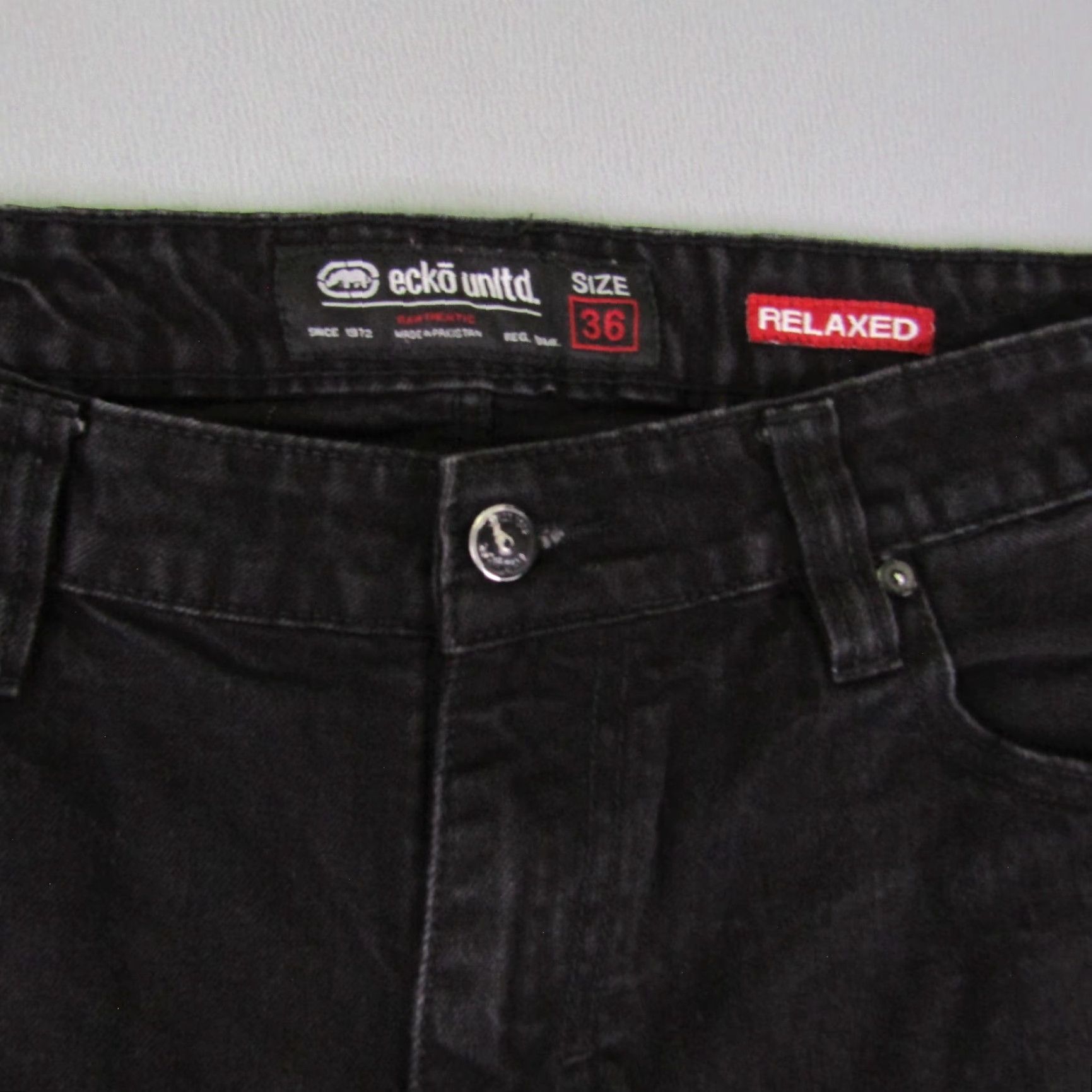 Ecko Unltd. VINTAGE Ecko Unltd Jeans Shorts Mens 36 Black Denim Rhino Logo Relaxed Fit Hip Hop Y2K Size US 38 / EU 54 - 3 Thumbnail