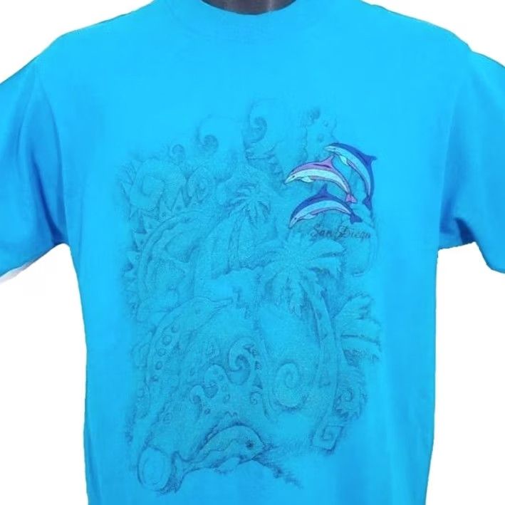 Fruit Of The Loom VINTAGE Bottlenose Dolphins T Shirt Mens Size Medium Blue 90s San Diego USA Fruit of the Loom Size US M / EU 48-50 / 2 - 2 Thumbnail