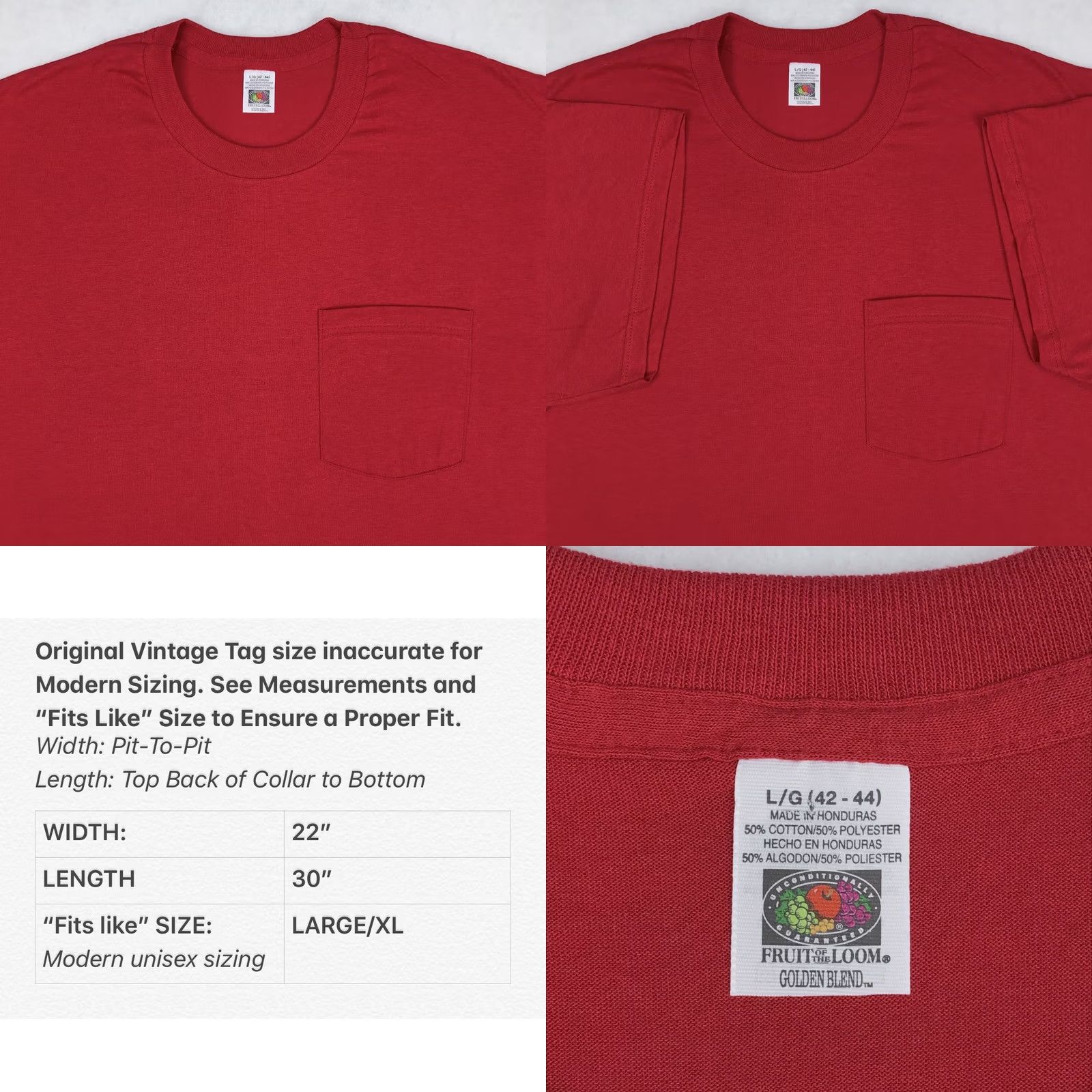 Fruit Of The Loom VINTAGE Fruit of the Loom T-Shirt Mens L Red 90s 80s Paper Thin NOS Burgund y Shirt Size US L / EU 52-54 / 3 - 8 Thumbnail
