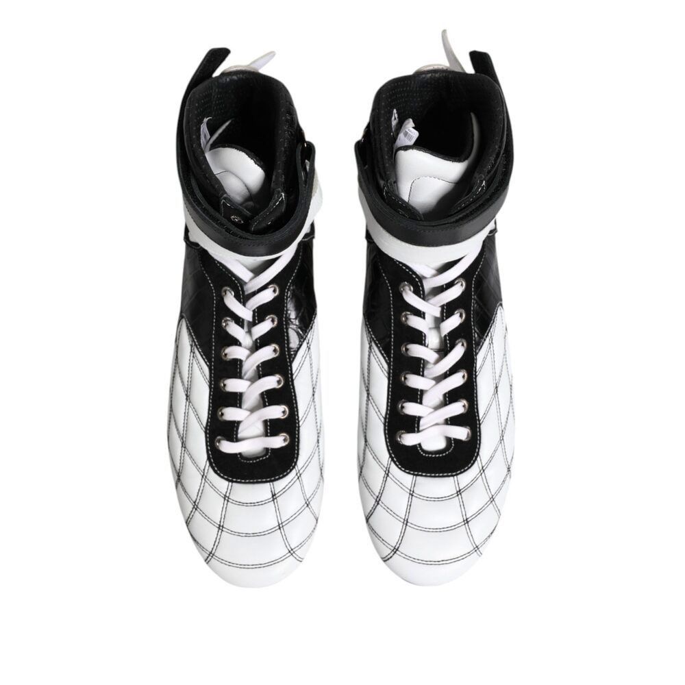 Dolce & Gabbana Dolce & Gabbana Black White Leather High Top Sneakers Shoes Size US 11 / EU 44 - 3 Thumbnail