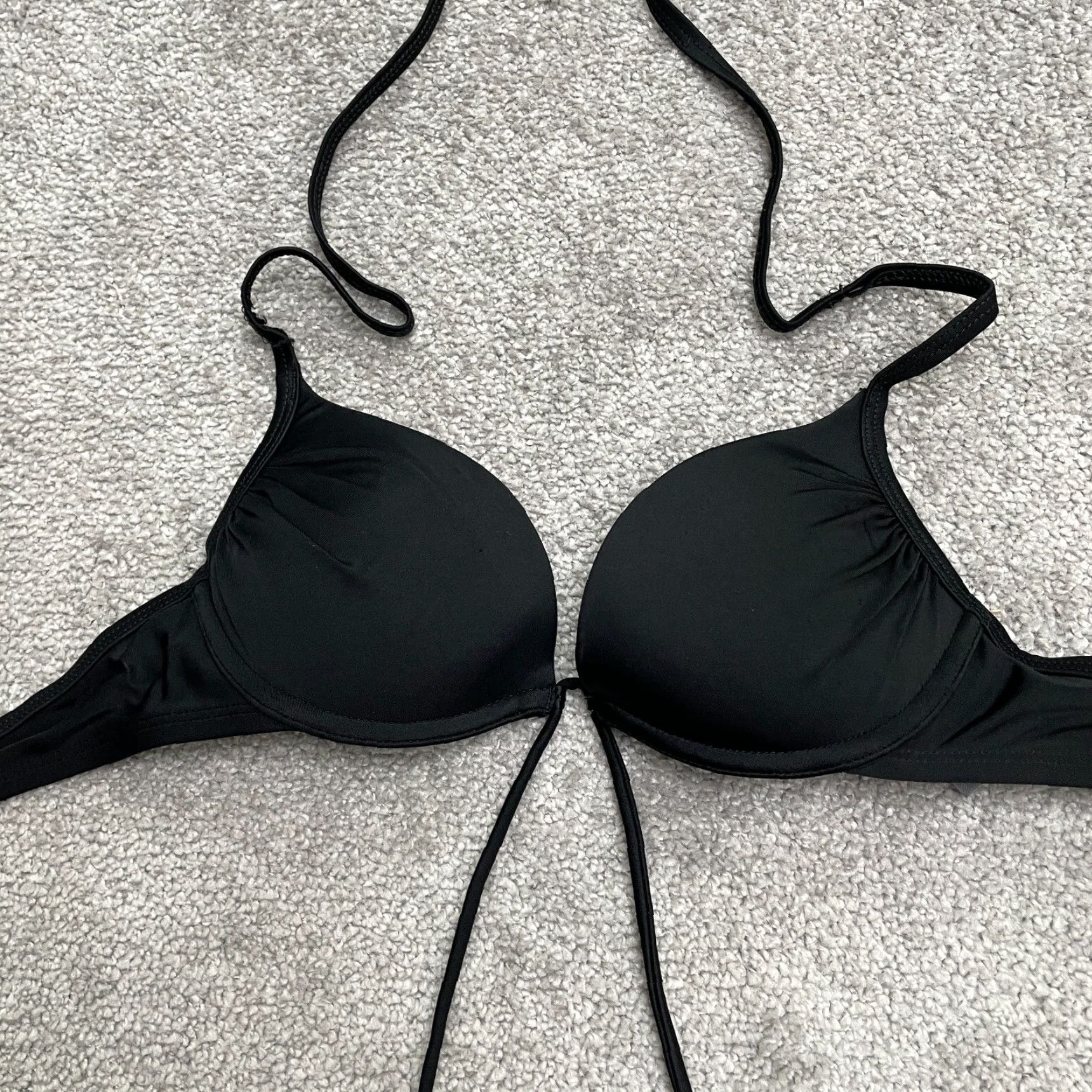 Vintage Aerie Bikini Top Womens 32B Black Halter Padded Underwire Beach Swimwear Top Size XXS / US 00 / IT 34 - 3 Thumbnail