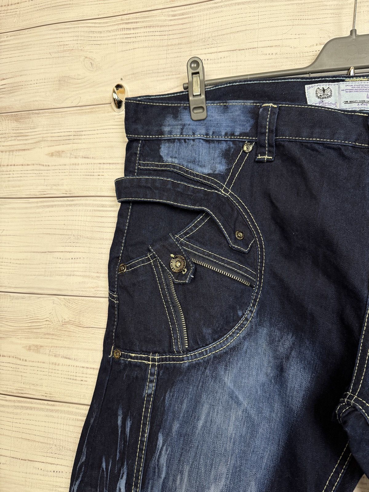 Other Archive Y2K Distressed Heavy Stitch Flare Jeans Dark Wash Size US 38 / EU 54 - 5 Thumbnail