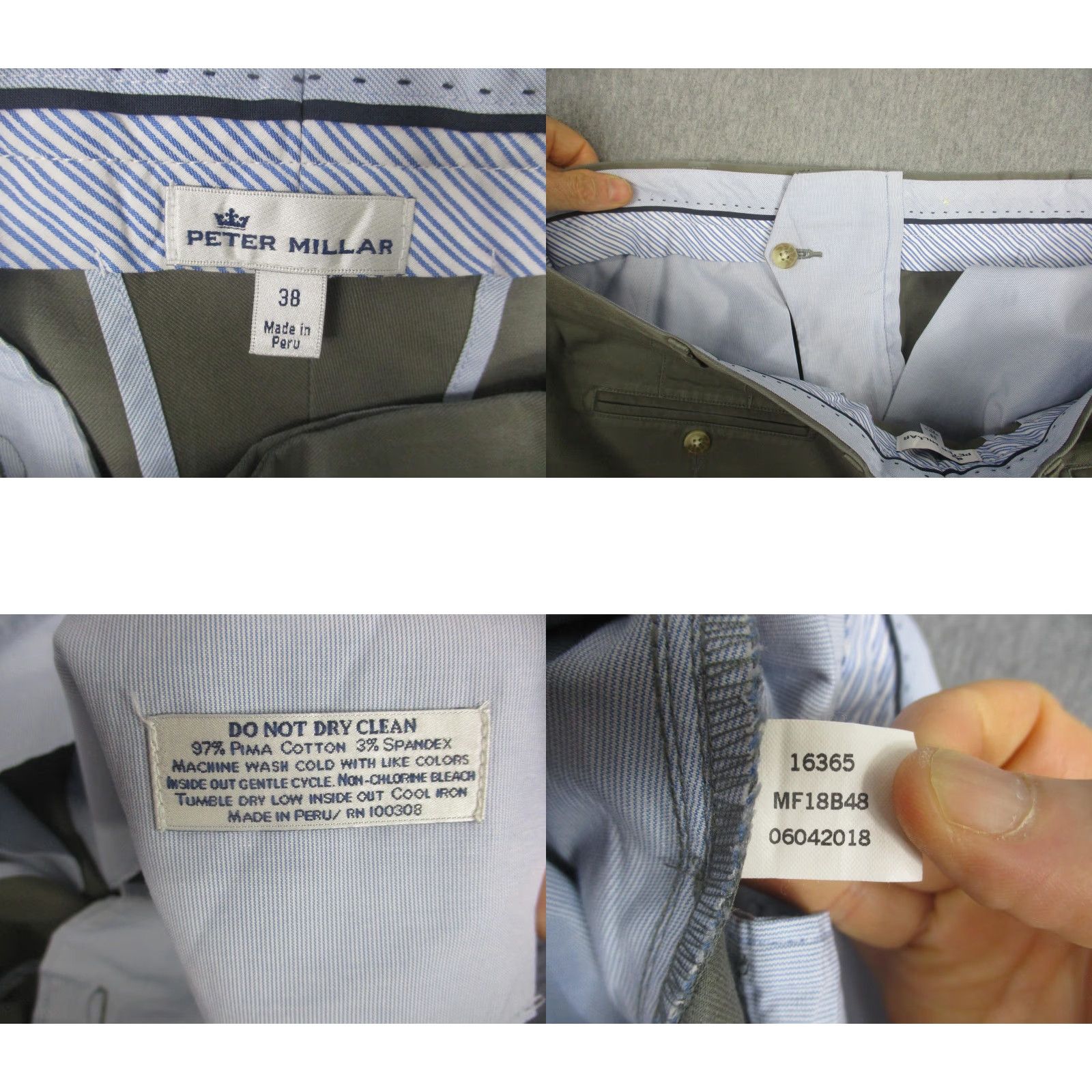 Peter Millar Peter Millar Pants Mens 38x32 Green Chino Twill Straight Leg Stretch Golf Casual Size US 38 / EU 54 - 8 Thumbnail