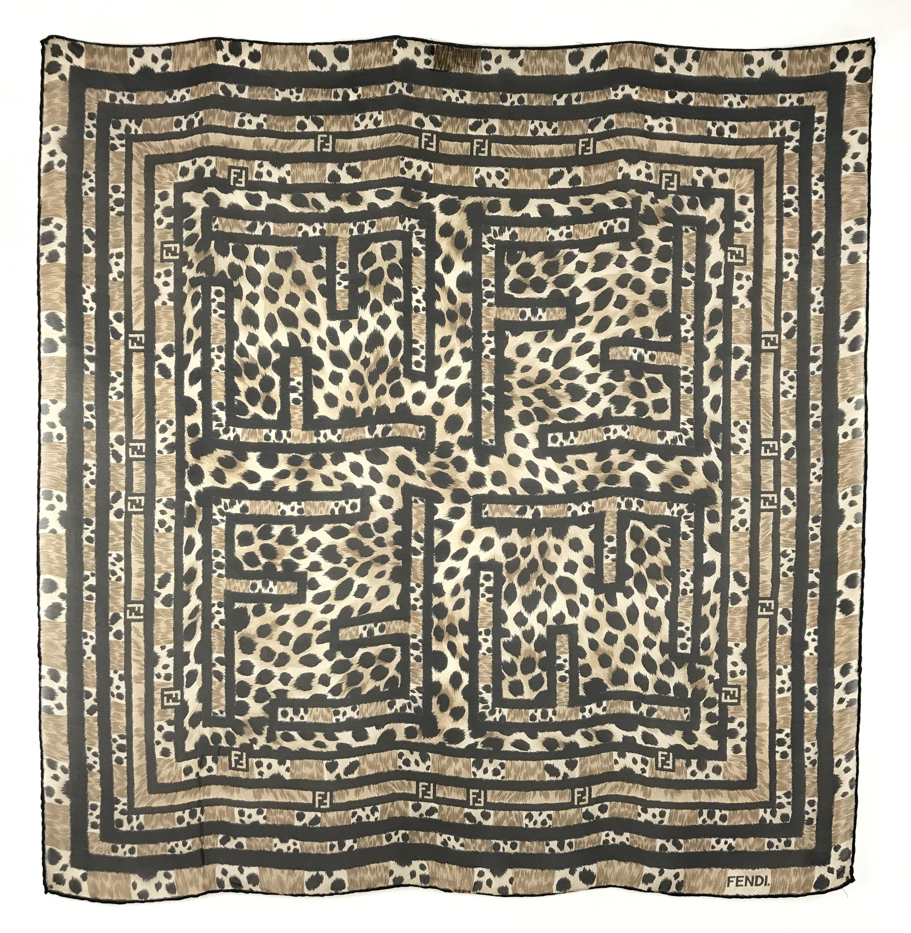 Vintage Fendi Leopard Silk Scarf