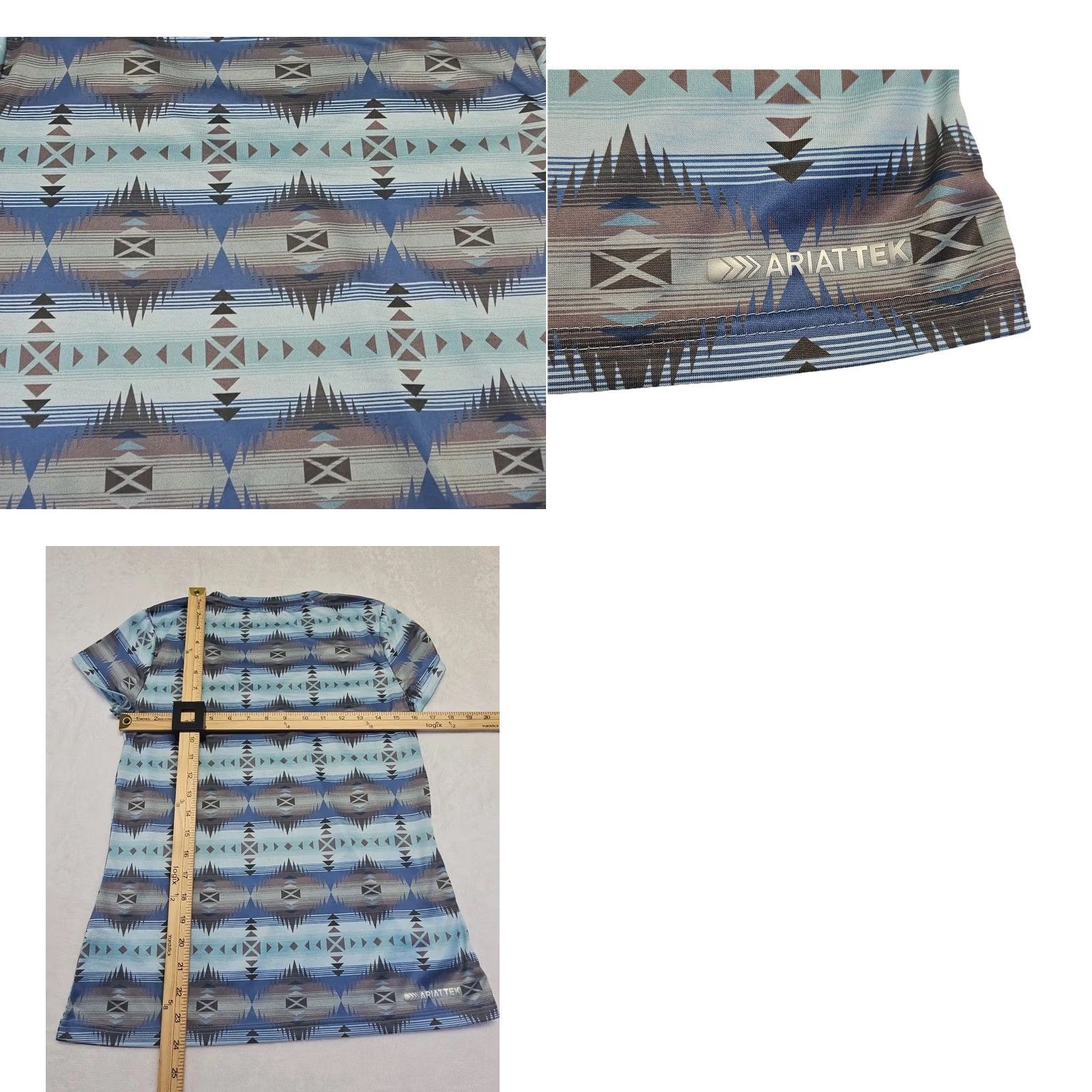 Ariat AriatTEK Womens Medium Blue Aztec Print V Neck Performance Shirt Western Shirt Mens? Women? Size M / US 6-8 / IT 42-44 - 8 Thumbnail