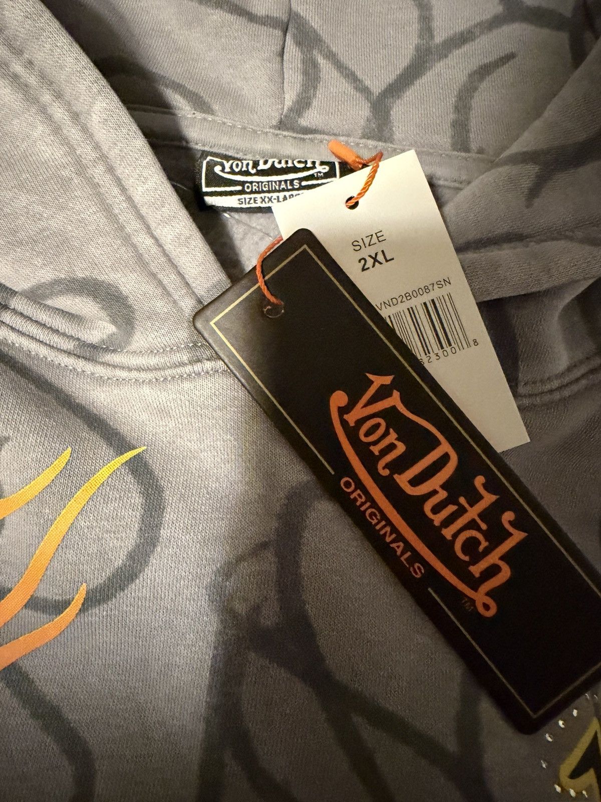 Von Dutch Von Dutch Gray Hoodie Flame 8-Ball and Dice Graphics 2XL Size US XXL / EU 58 / 5 - 5 Thumbnail