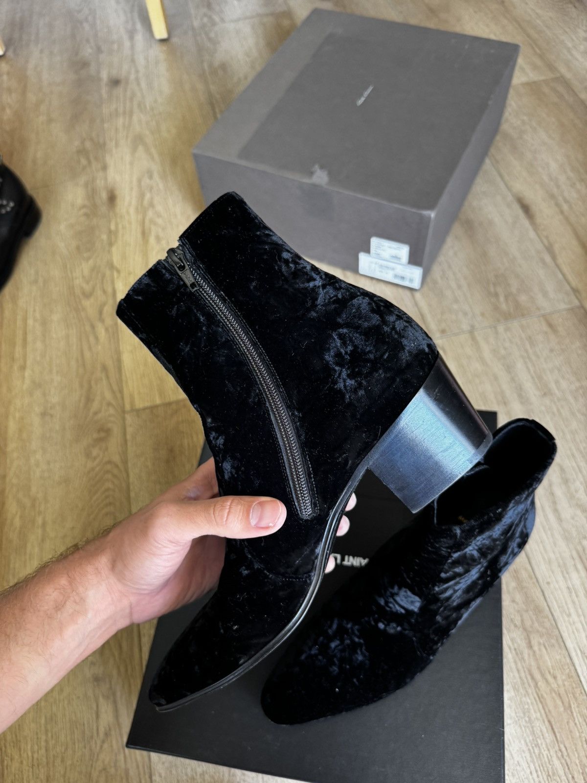 Saint Laurent Paris Vasssili 60 Velour Boots Size US 7 / EU 40 - 6 Thumbnail