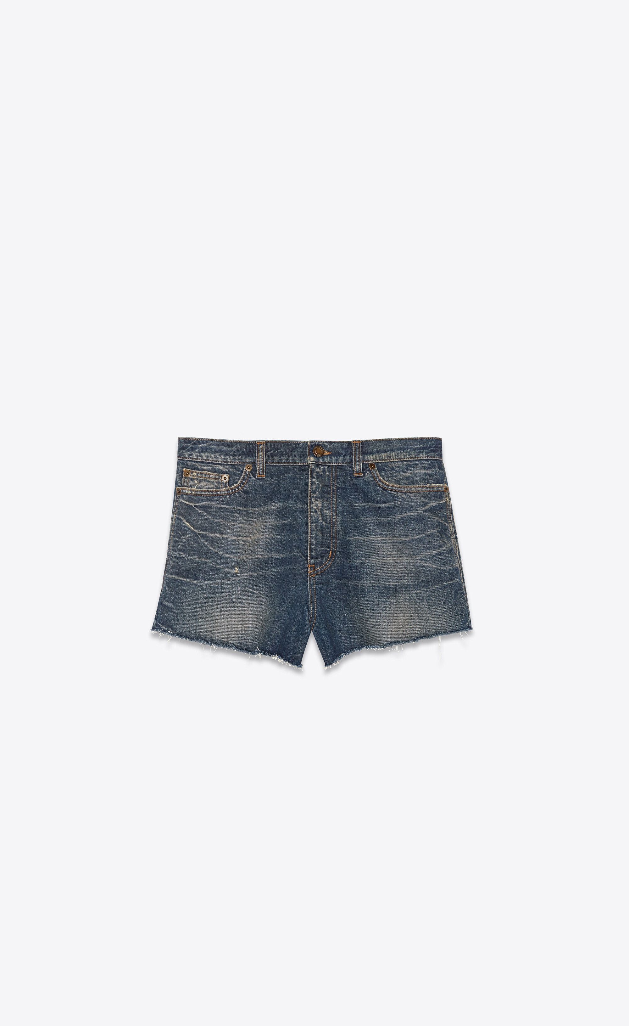 Saint Laurent Paris o1s1wg110225 597005 Baggy Short in Moon Denim in Blue Size 27" / US 4 / IT 40 - 1 Thumbnail
