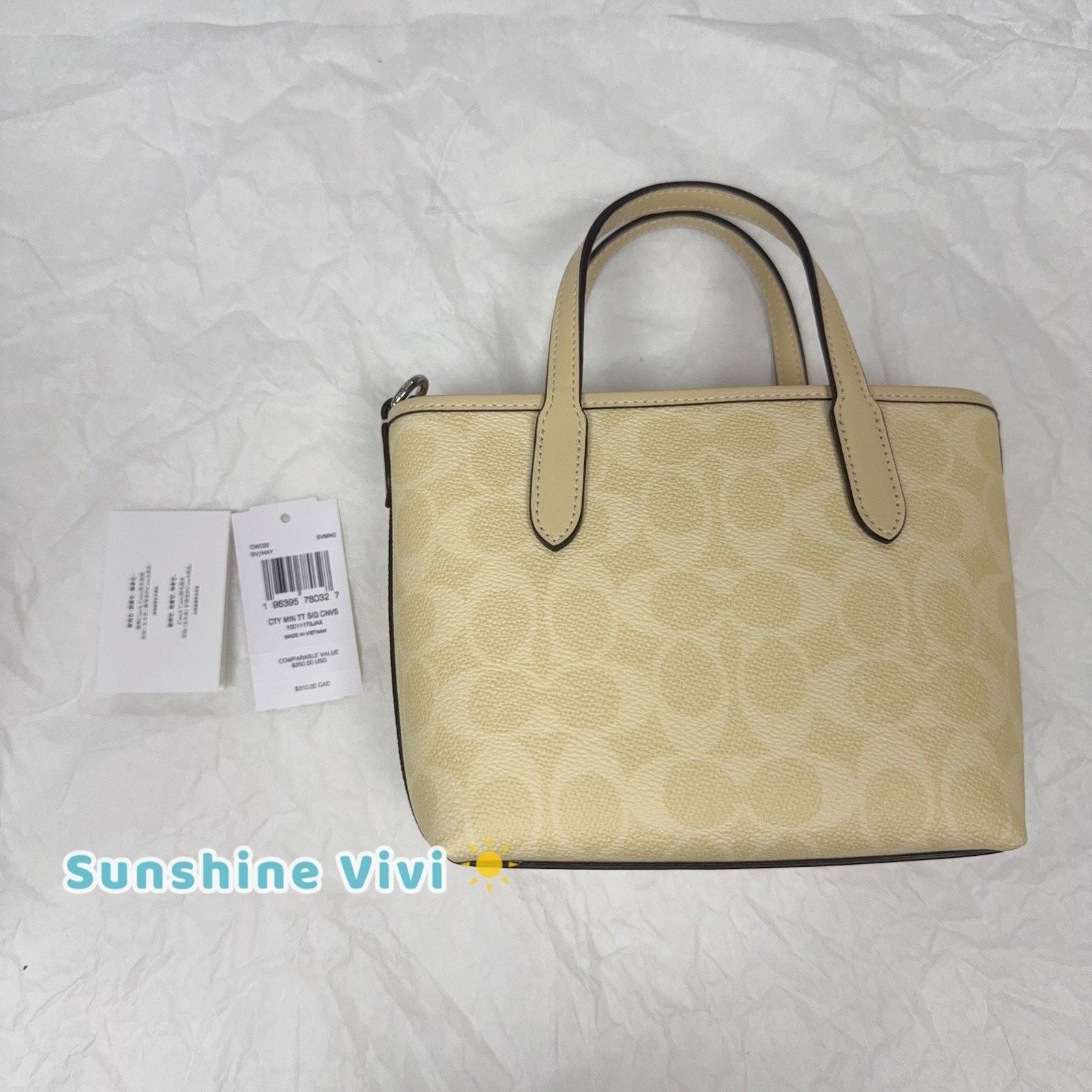 Coach NWT Coach City Mini Tote Bag CW032 Silver/Hay Size ONE SIZE - 4 Thumbnail