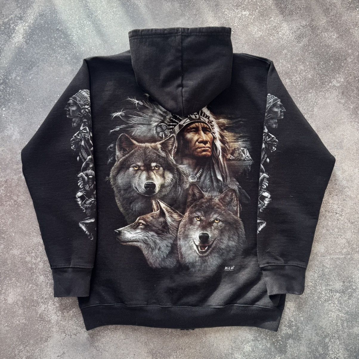 If Six Was Nine × Vintage Wild Vintage Indian Wolf Double Side Print Zip Hoodie Size US M / EU 48-50 / 2 - 6 Thumbnail