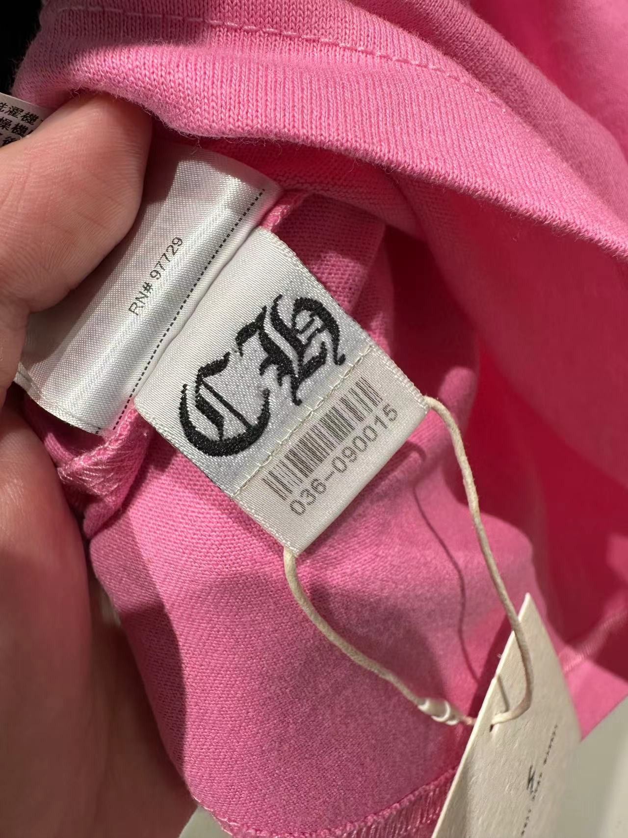 Chrome Hearts Chrome Hearts Pink Scroll Logo Short Sleeve Tee Size US L / EU 52-54 / 3 - 4 Thumbnail