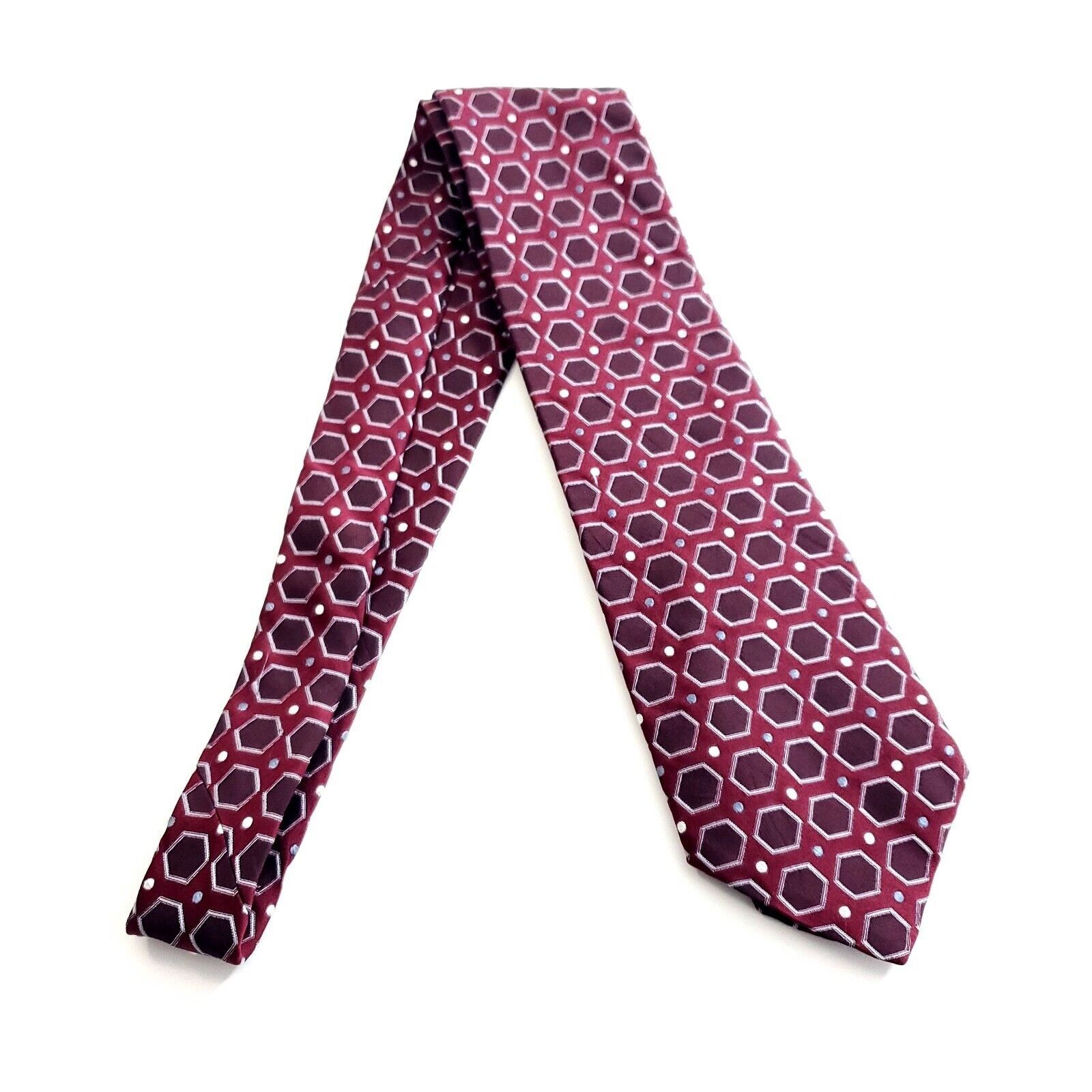 XMI Platinum XMI Red Purple Woven Geometric Silk Tie Size ONE SIZE - 7 Thumbnail