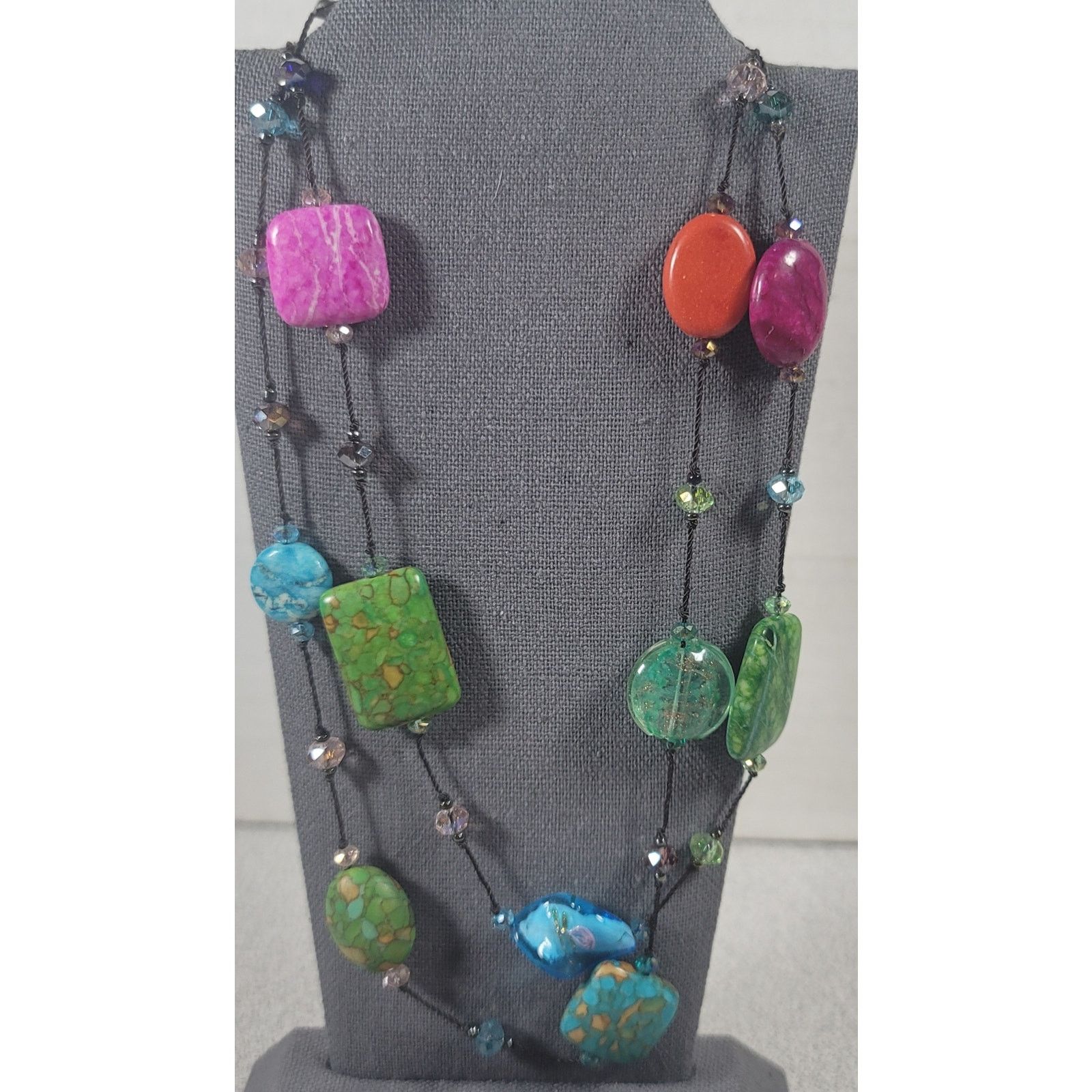 Other Multi Colored Real Stones & Glass Beads 18" Necklace Elegant Size ONE SIZE - 1 Thumbnail