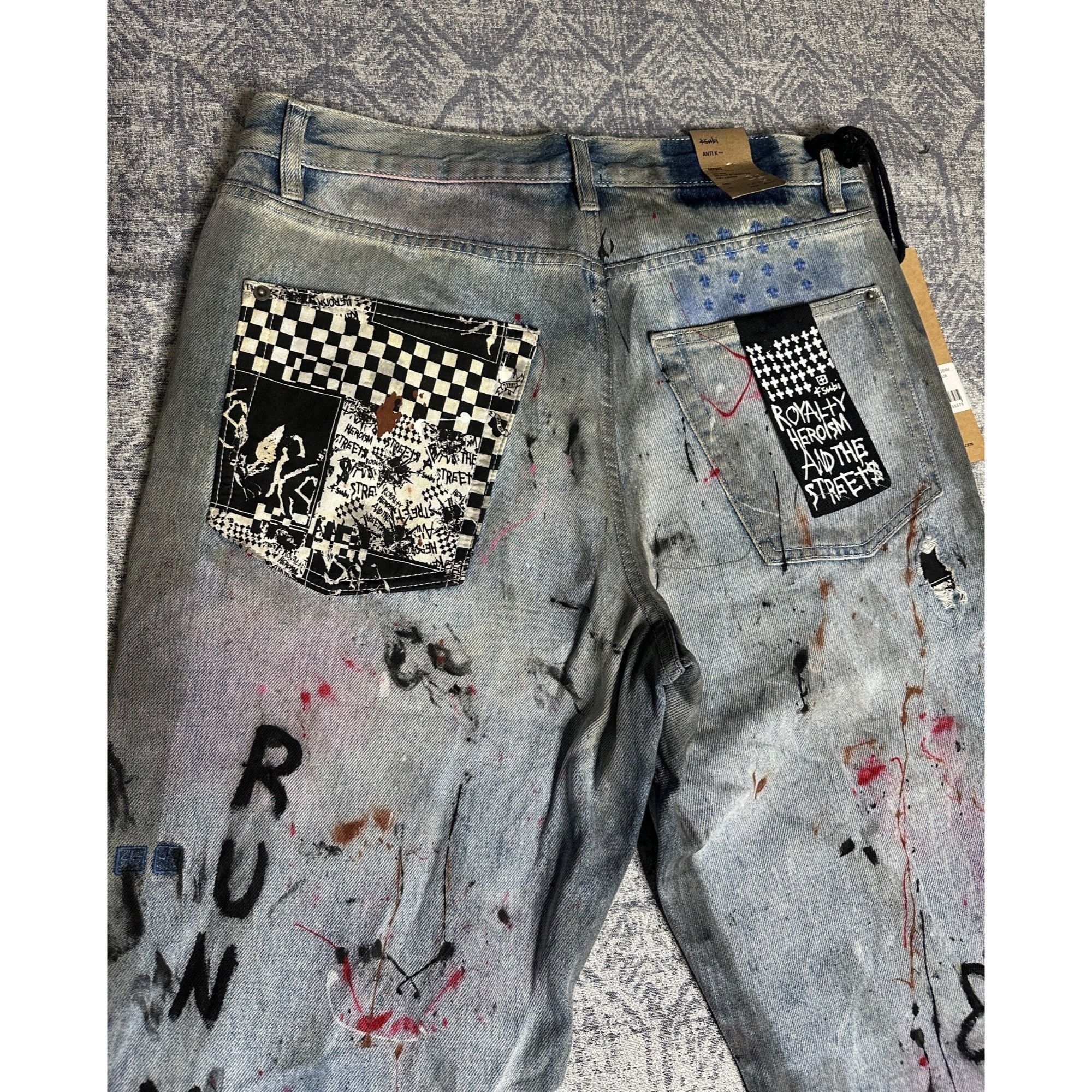 Ksubi Custom Embellished Distressed Paint Stained dyed treated Ksu Size US 31 - 12 Thumbnail