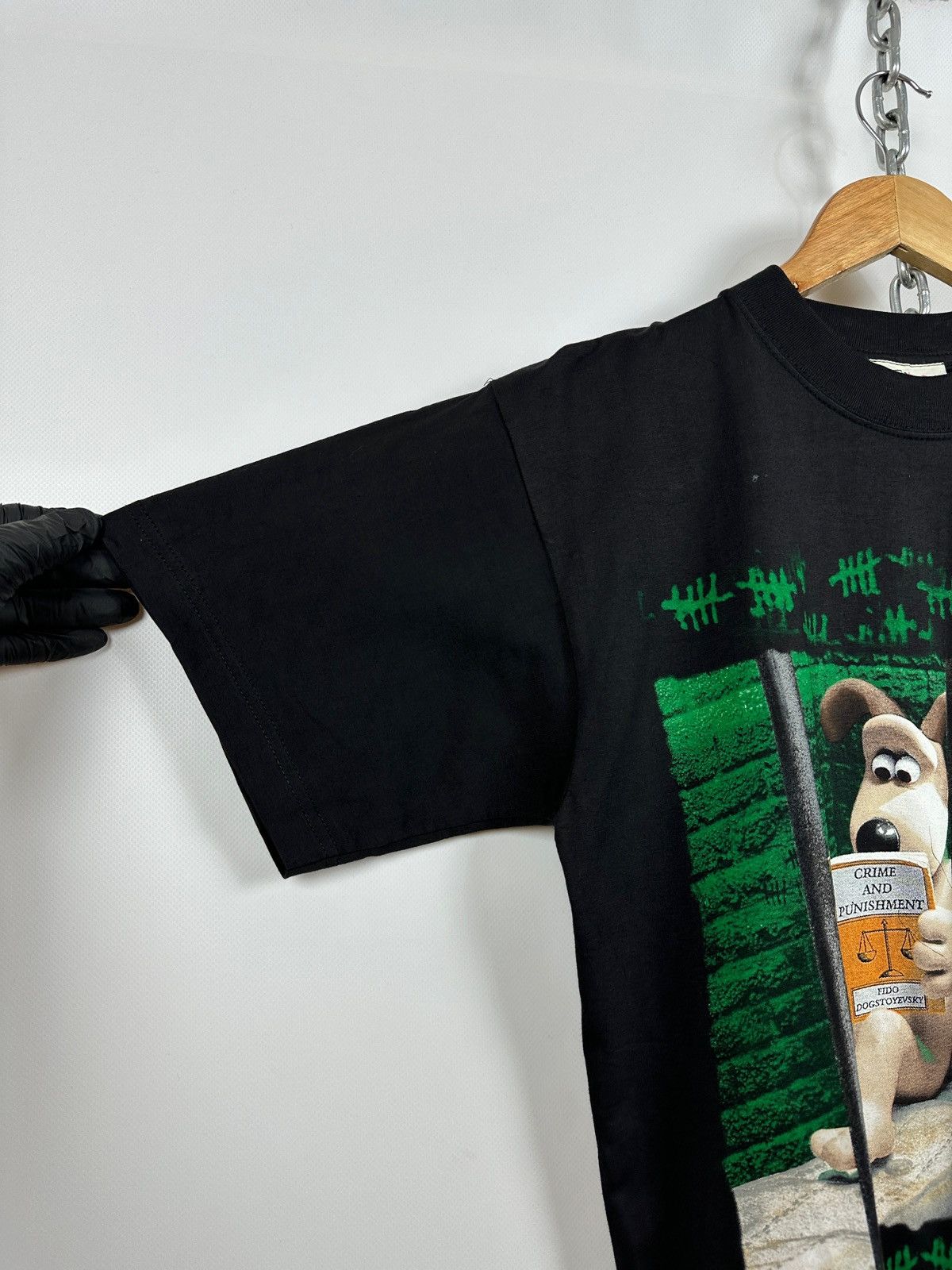 Cartoon Network 1989 Vintage Wallace & Gromit Gets Life Black T-Shirt Size US M / EU 48-50 / 2 - 11 Thumbnail