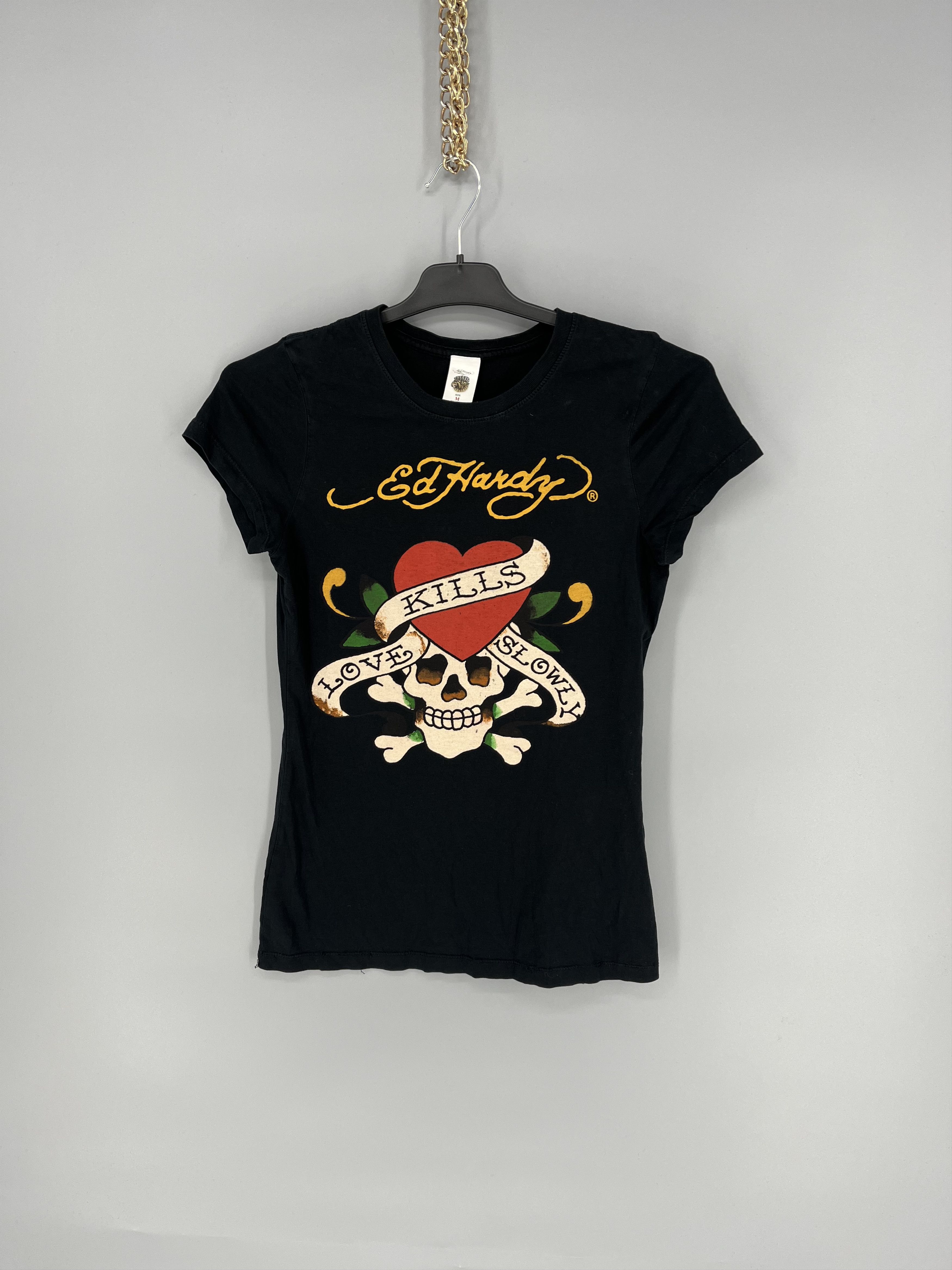 Ed Hardy Vintage Y2K Christian Audigier Women’s Rhinestones T-Shirt Size M / US 6-8 / IT 42-44 - 1 Thumbnail