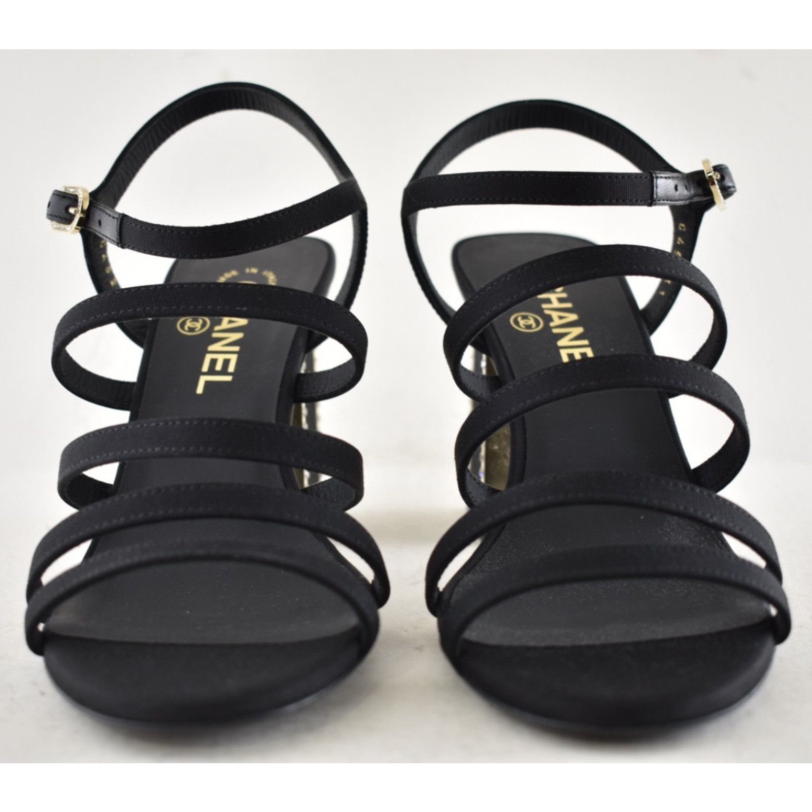 Chanel Chanel Crystal CC Logo Block Heel Sandals 37.5 Size US 7.5 / IT 37.5 - 8 Thumbnail