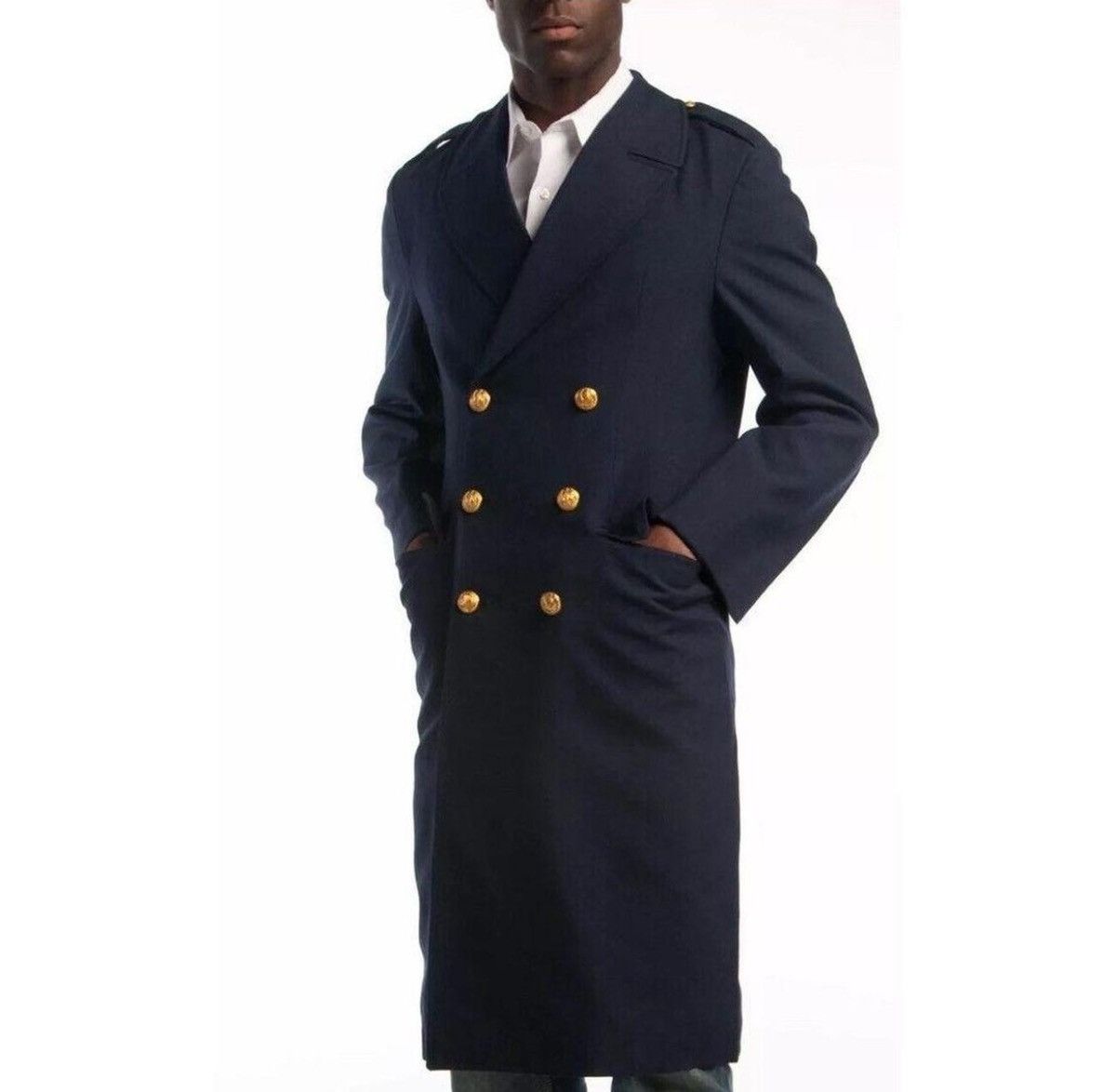 Vintage 1960's French Military Blue Coat Gabardine Airforce 96X Size US M / EU 48-50 / 2 - 1 Thumbnail