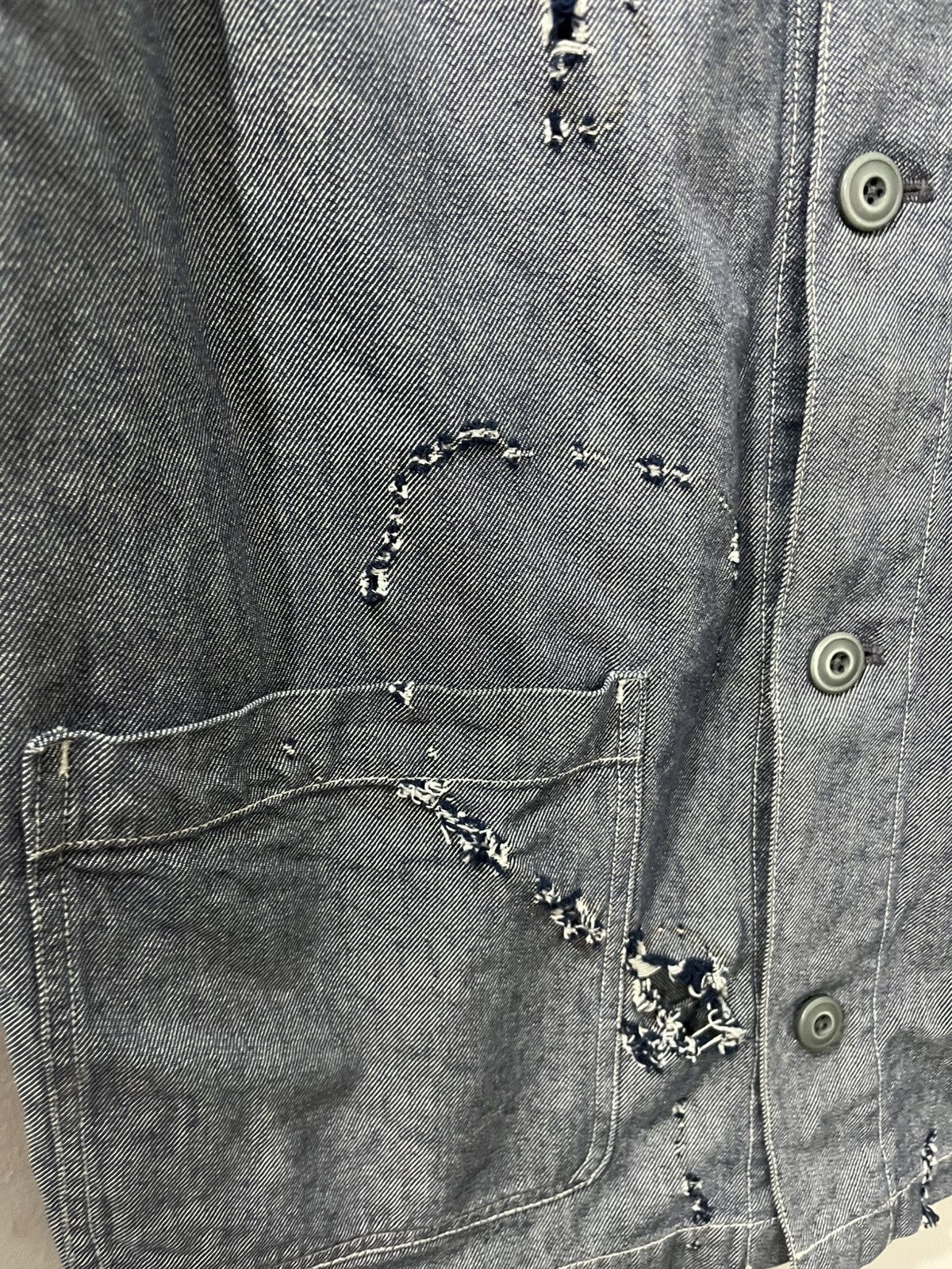 Japanese Brand 💥2000s Y2K Uniqlo Ripped Distressed Trashed Chore Jackets Size US L / EU 52-54 / 3 - 6 Thumbnail